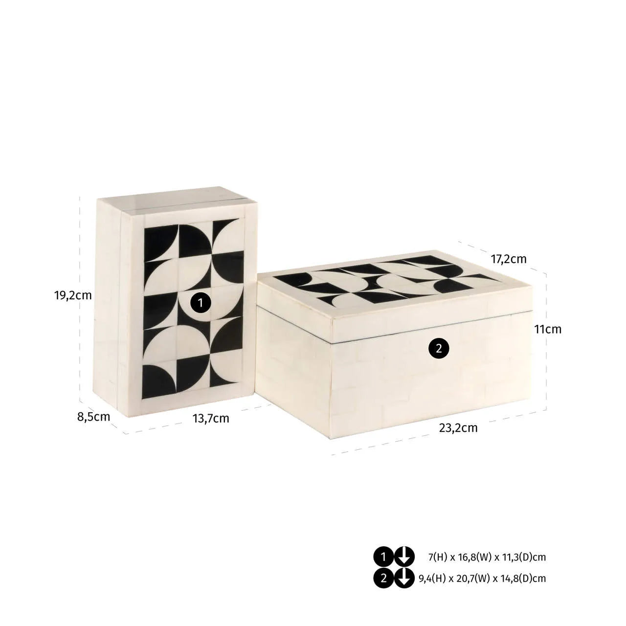 Richmond Interiors Set of 2 Flake White Resin Storage Boxes