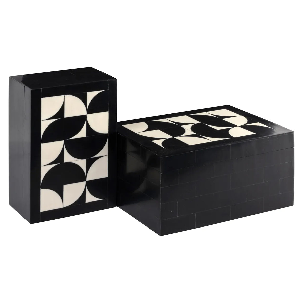 Richmond Interiors Set of 2 Rae Black/White Resin Storage Boxes