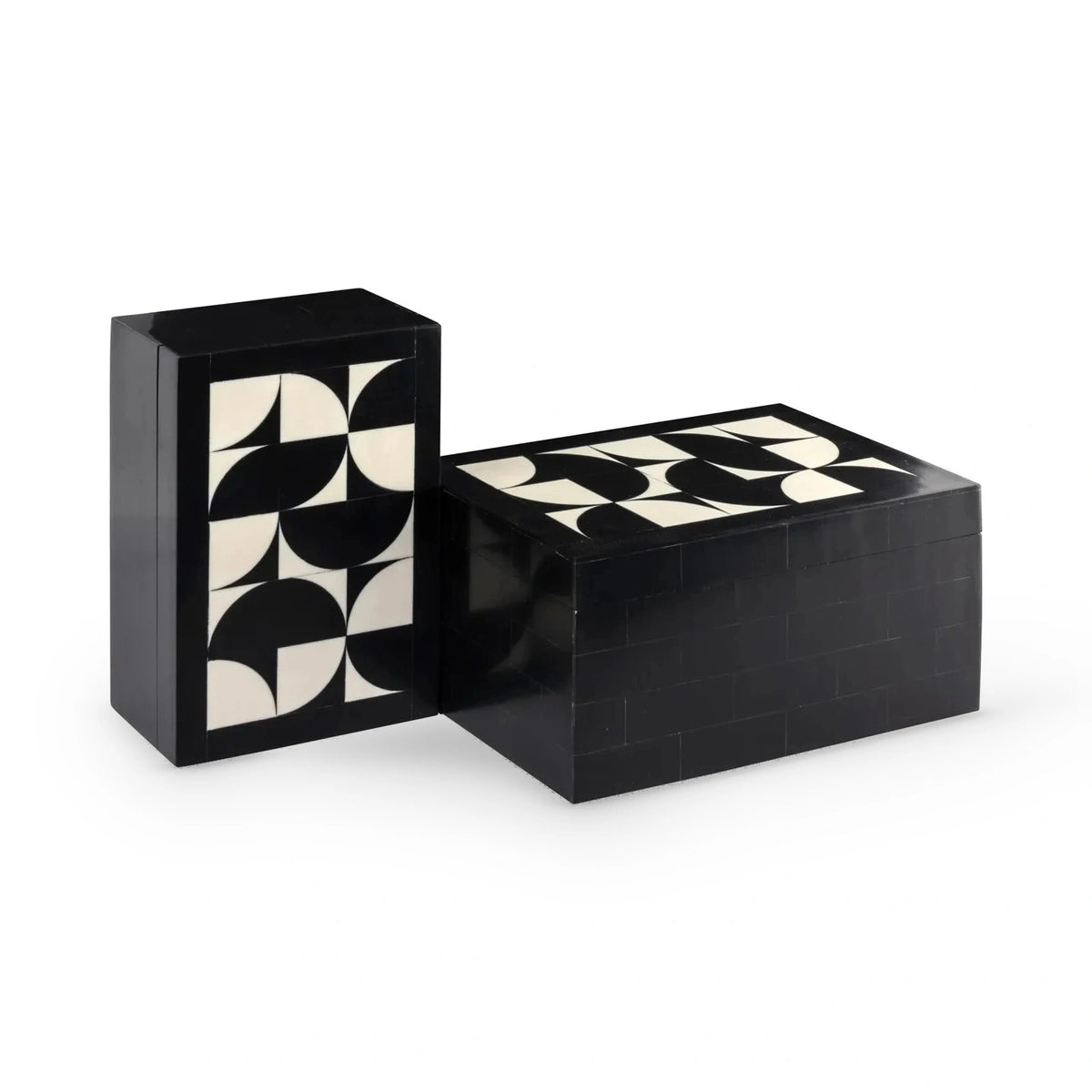 Richmond Interiors Set of 2 Rae Black/White Resin Storage Boxes