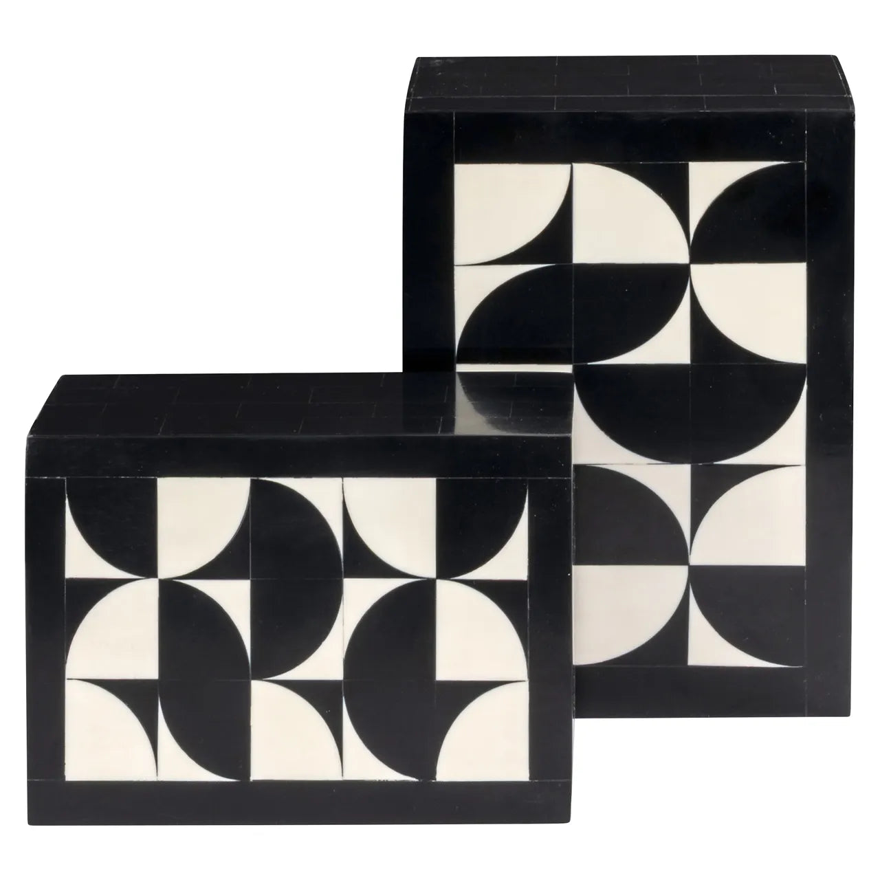 Richmond Interiors Set of 2 Rae Black/White Resin Storage Boxes