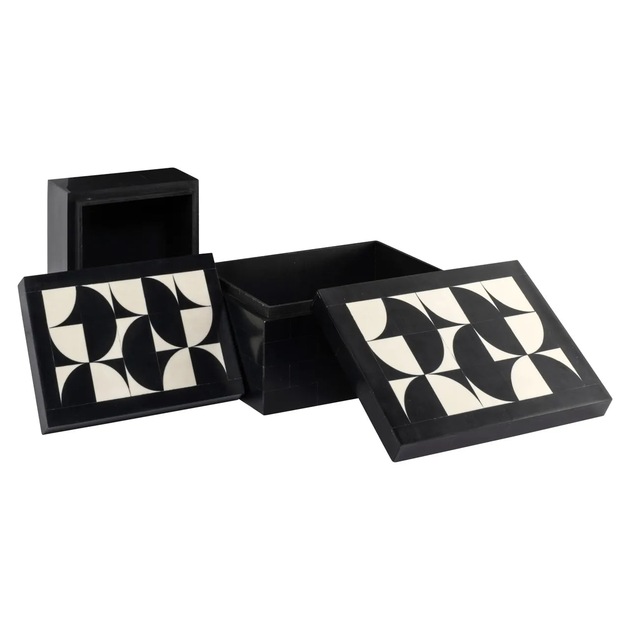 Richmond Interiors Set of 2 Rae Black/White Resin Storage Boxes