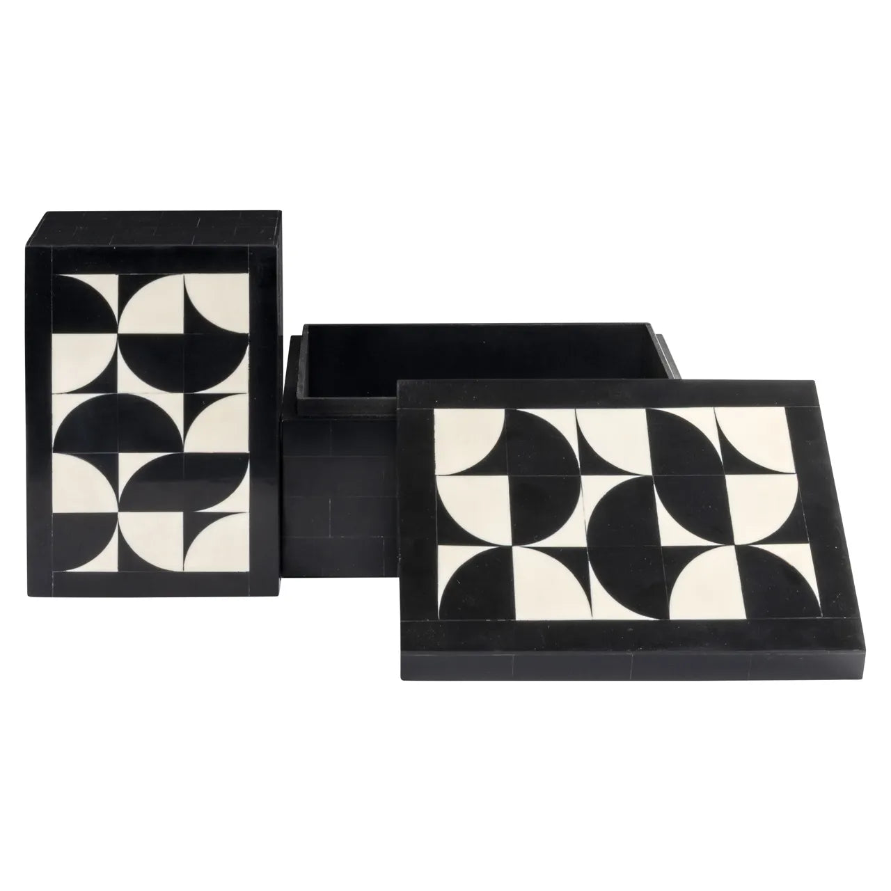 Richmond Interiors Set of 2 Rae Black/White Resin Storage Boxes