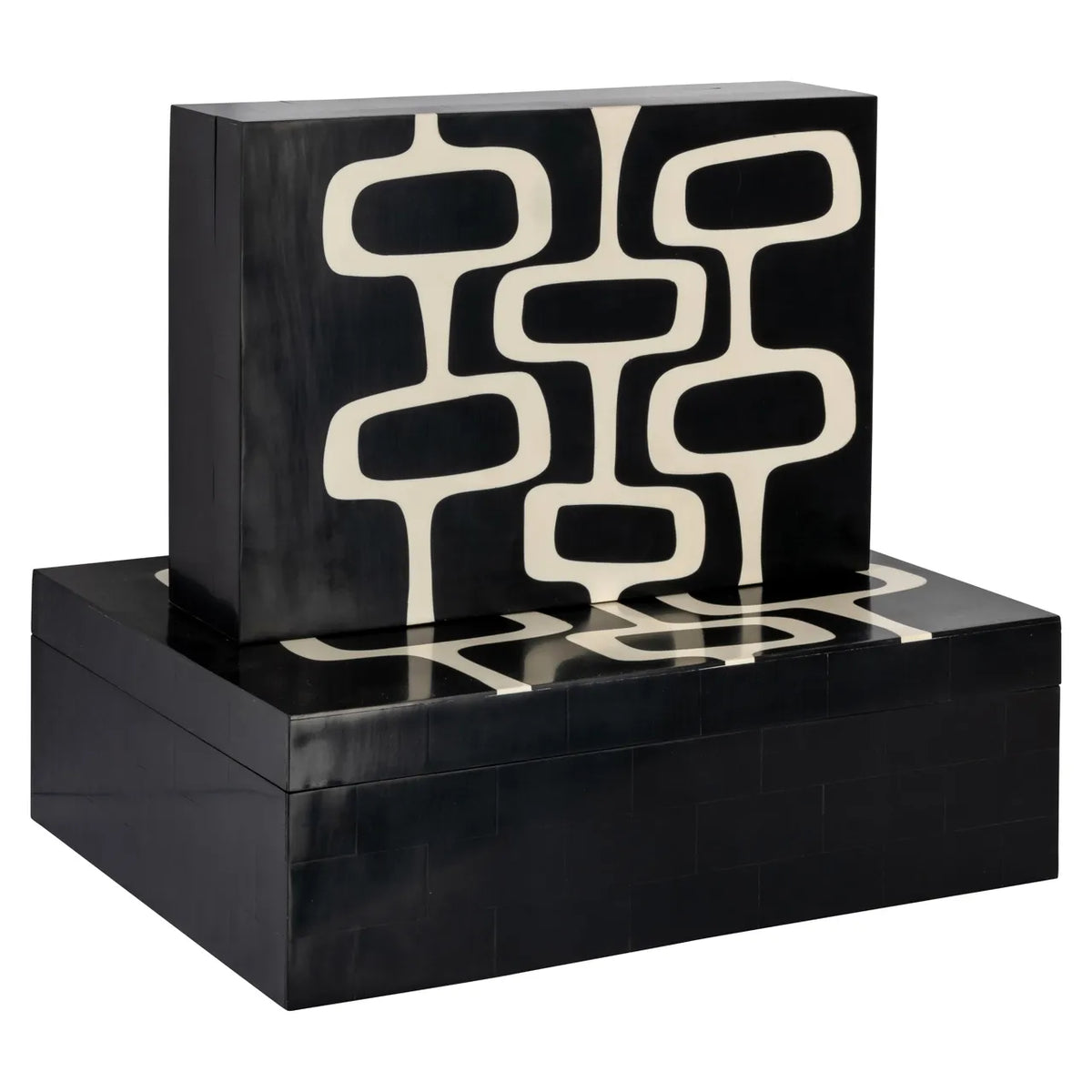 Richmond Interiors Set of 2 Lux Black/White Resin Storage Boxes