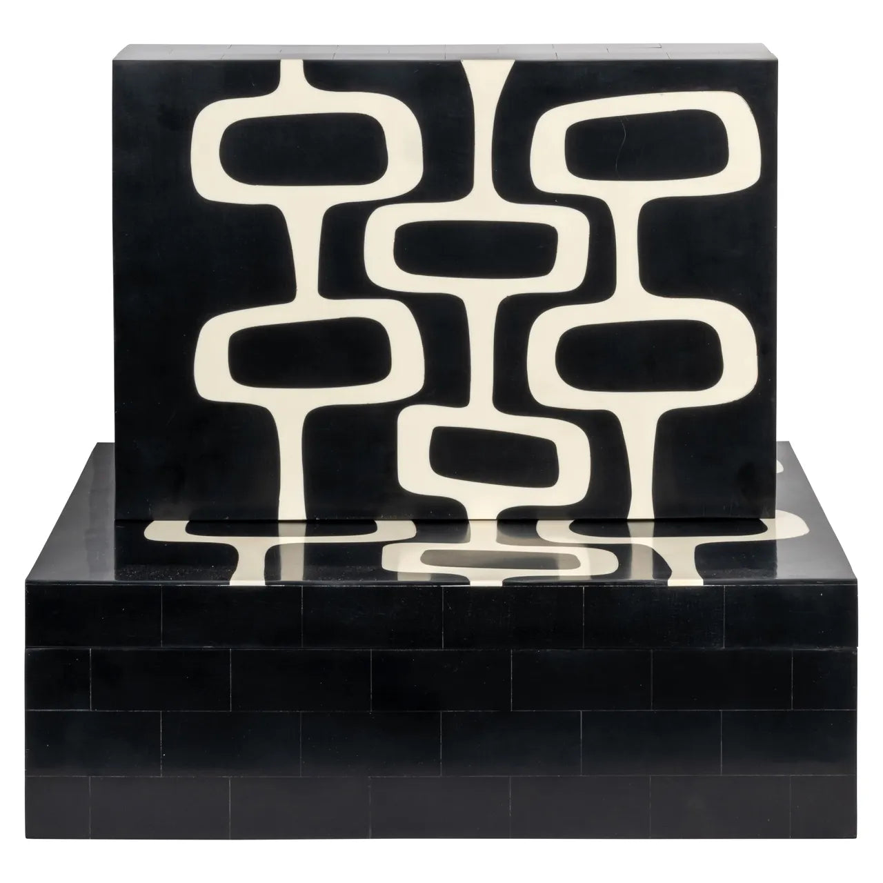 Richmond Interiors Set of 2 Lux Black/White Resin Storage Boxes