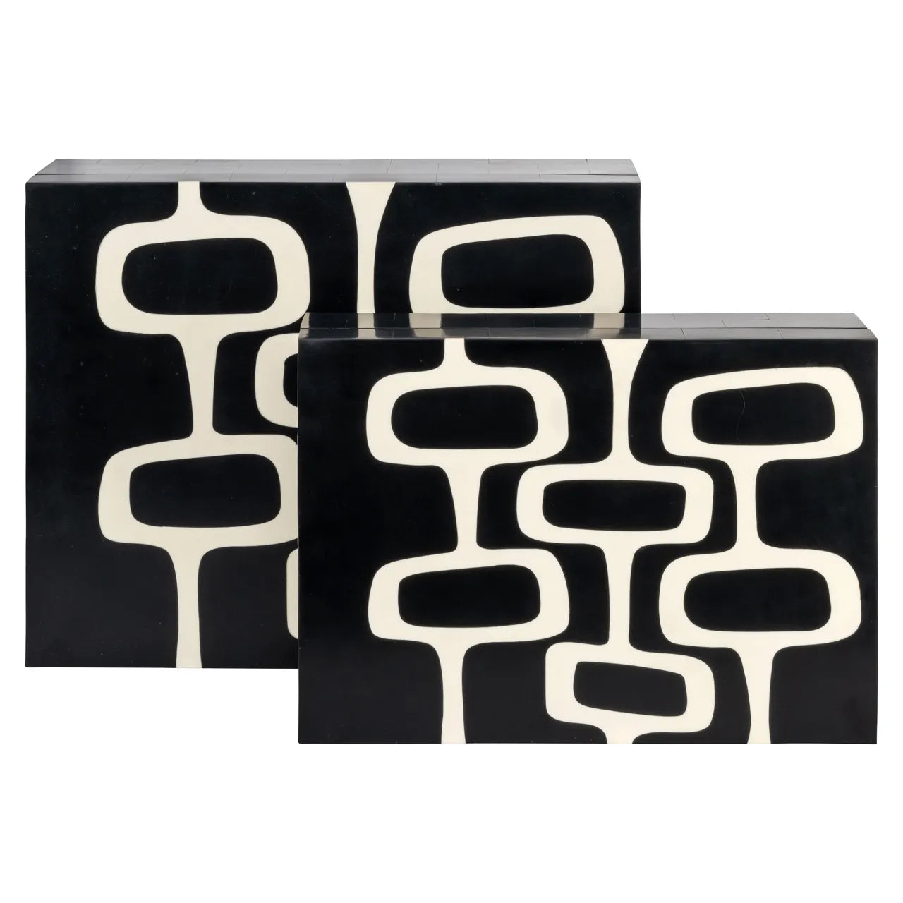 Richmond Interiors Set of 2 Lux Black/White Resin Storage Boxes