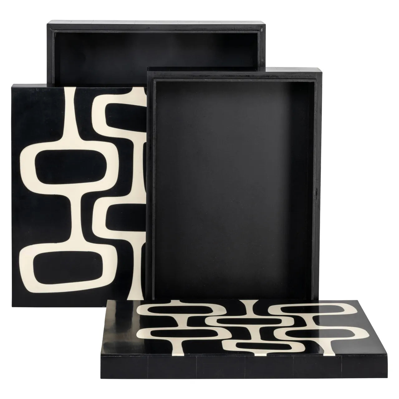 Richmond Interiors Set of 2 Lux Black/White Resin Storage Boxes