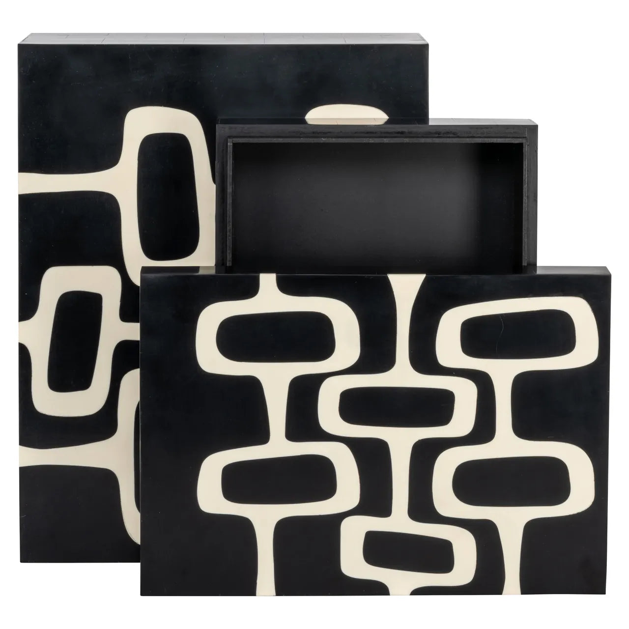Richmond Interiors Set of 2 Lux Black/White Resin Storage Boxes