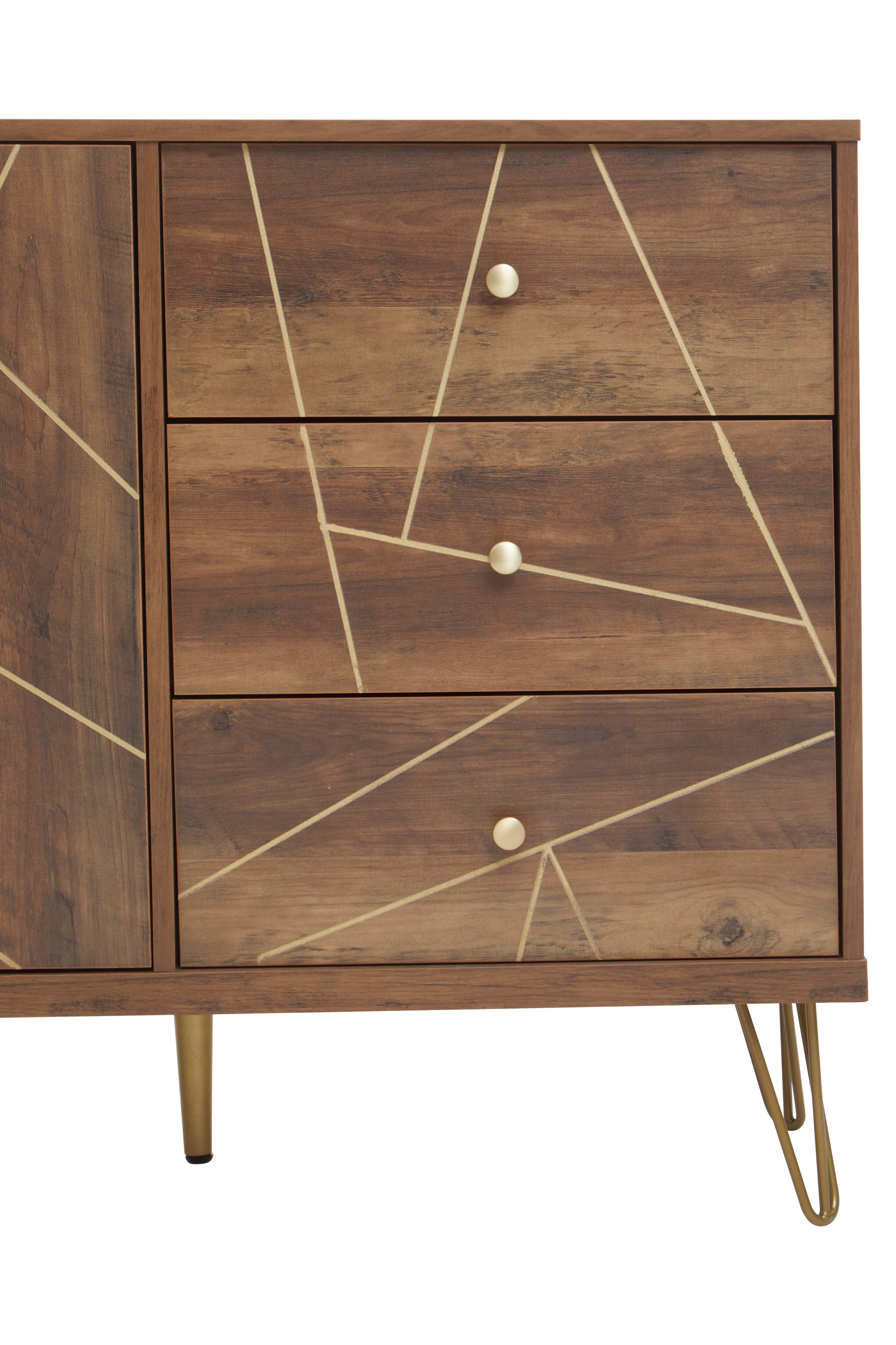 Valois Brown Wood Geometric Sideboard | Large