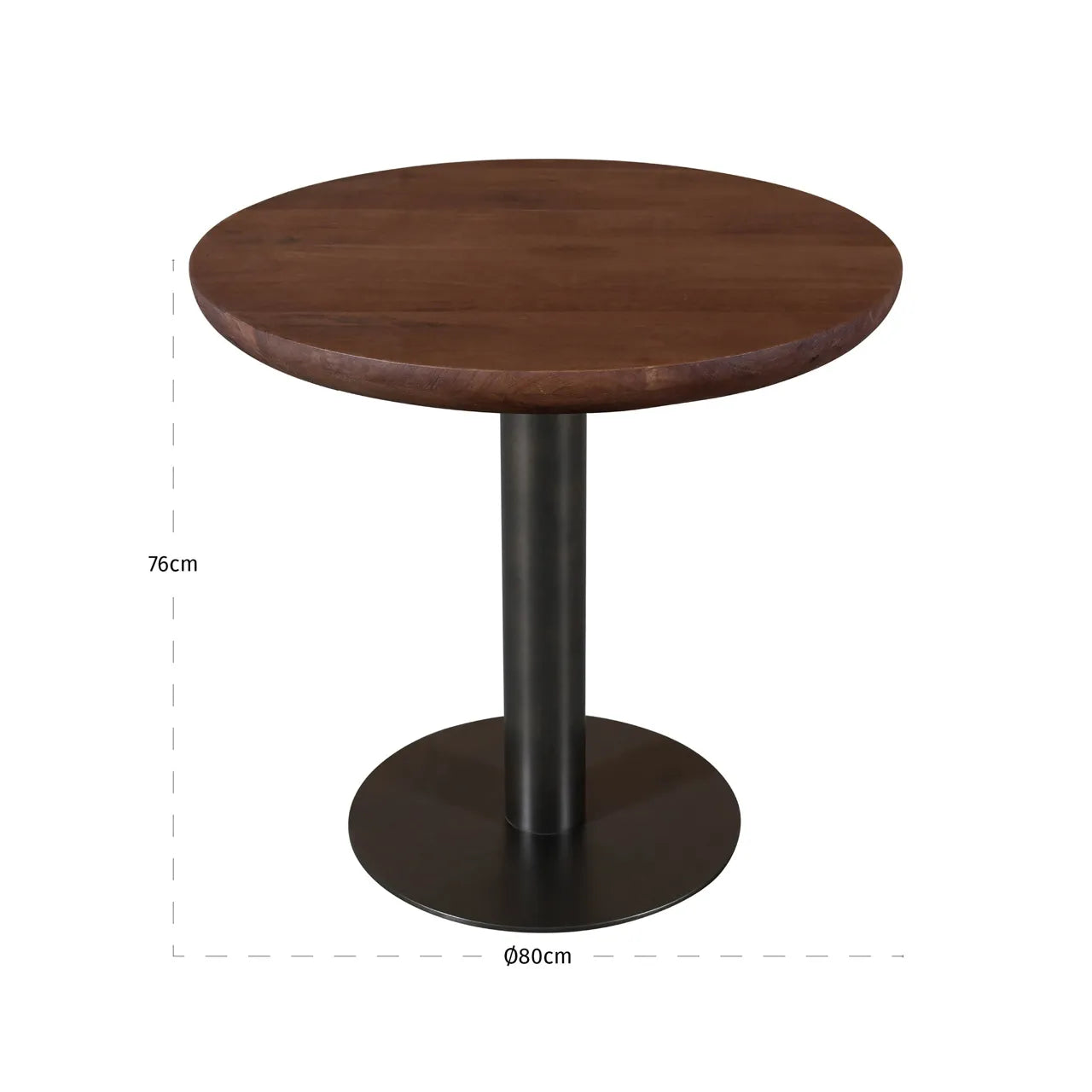 Richmond Interiors Baldwin Spice Brown Mango Wood Round Bistro Table 80cm