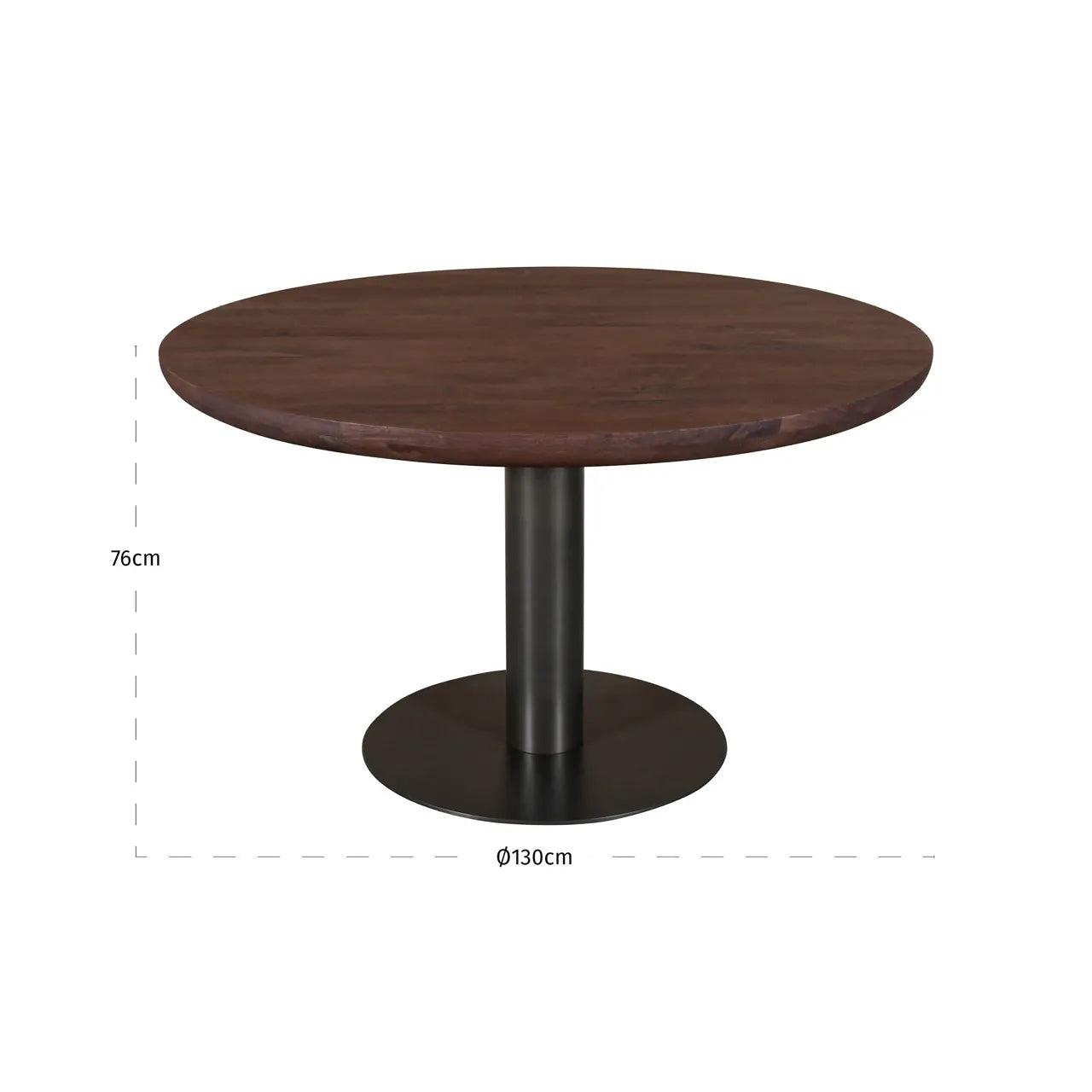 Richmond Interiors Baldwin Spice Brown Mango Wood Round Dining Table 130cm