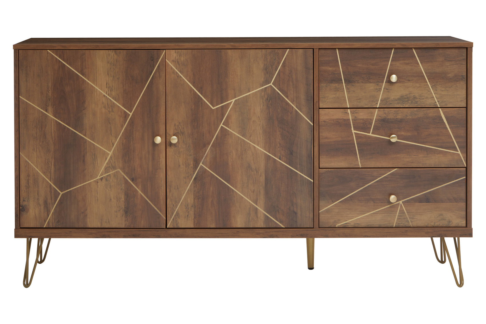 Valois Brown Wood Geometric Sideboard | Large