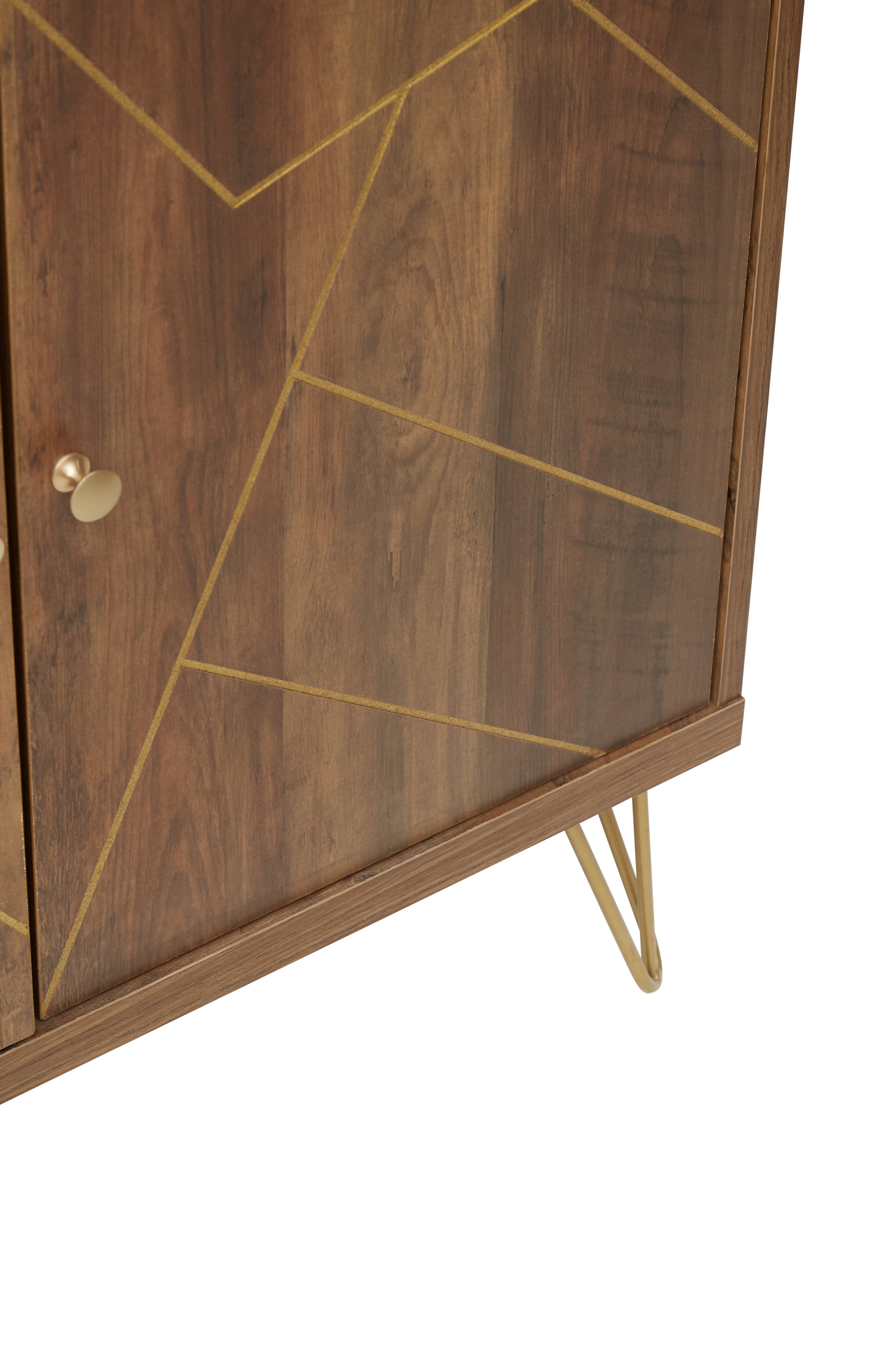 Valois Brown Wood Geometric Sideboard | Small