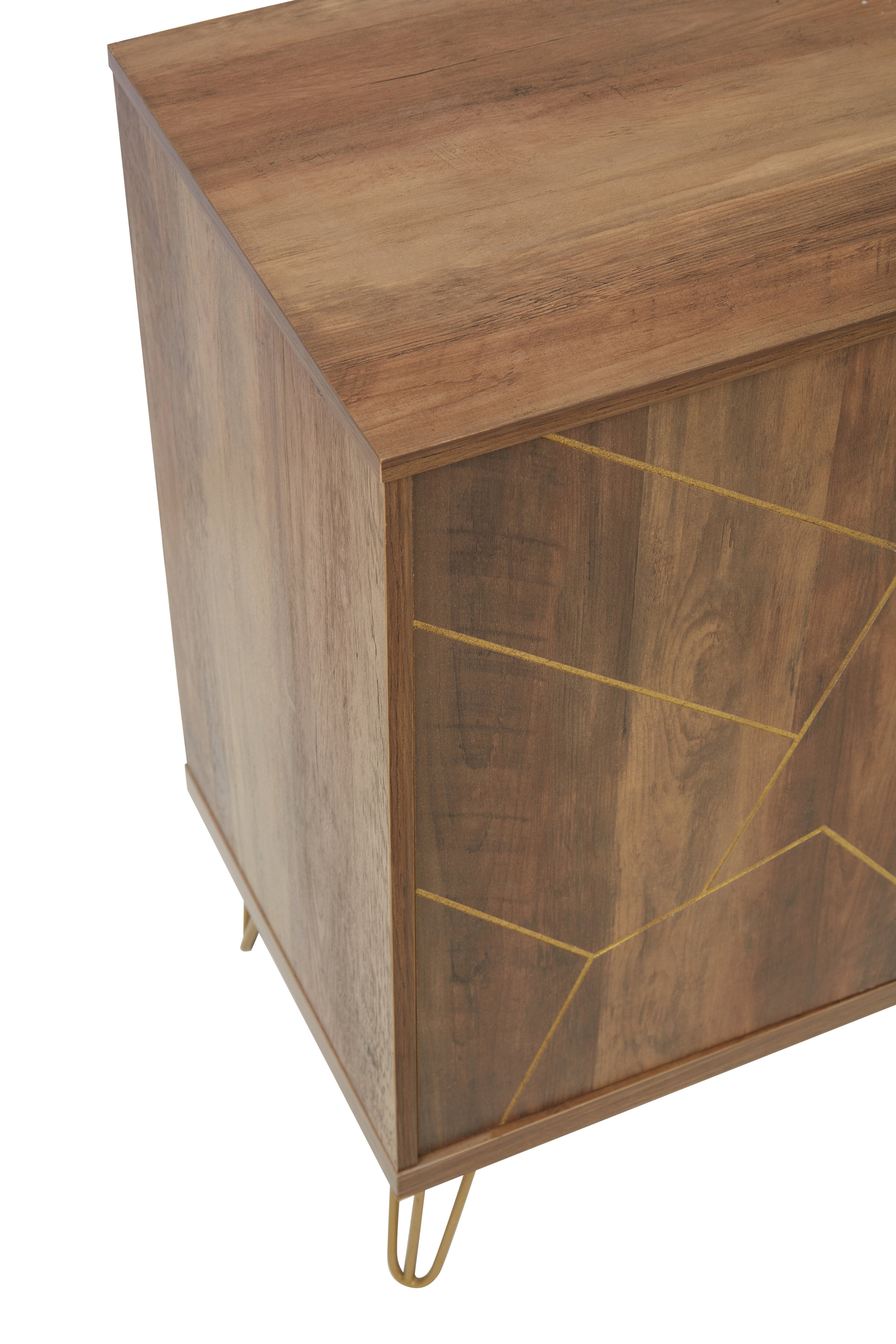 Valois Brown Wood Geometric Sideboard | Small