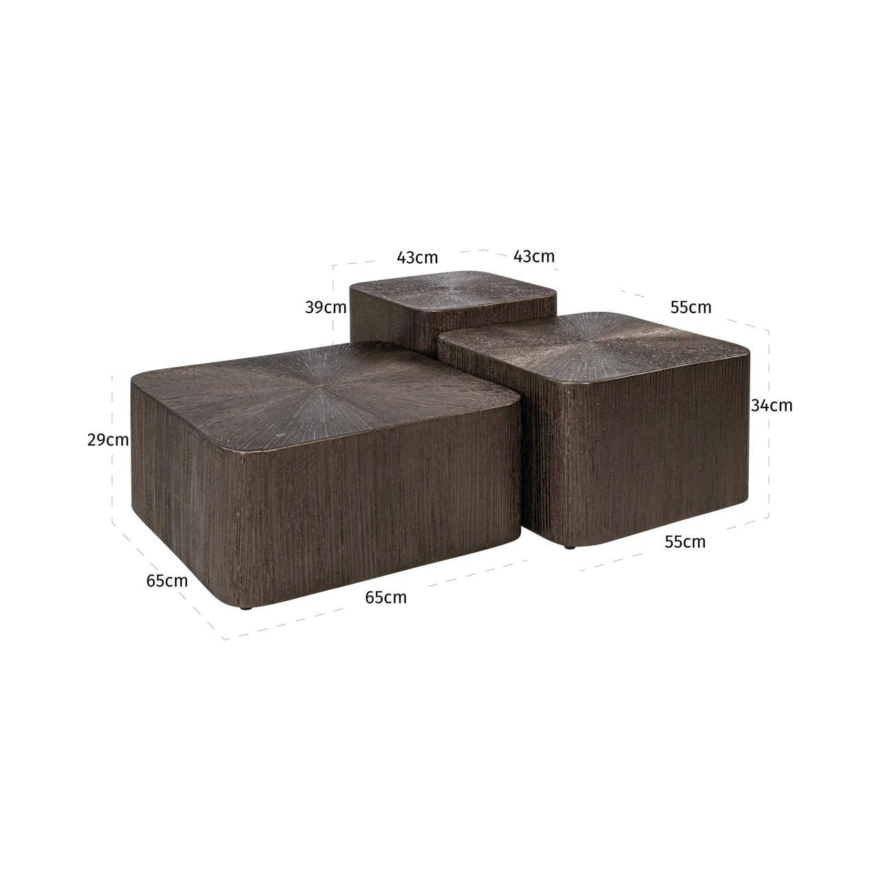 Richmond Interiors Set of 3 Cubes Brunzae Coffee Tables