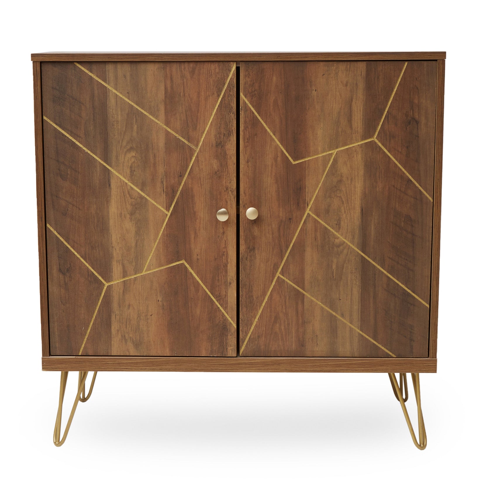Valois Brown Wood Geometric Sideboard | Small