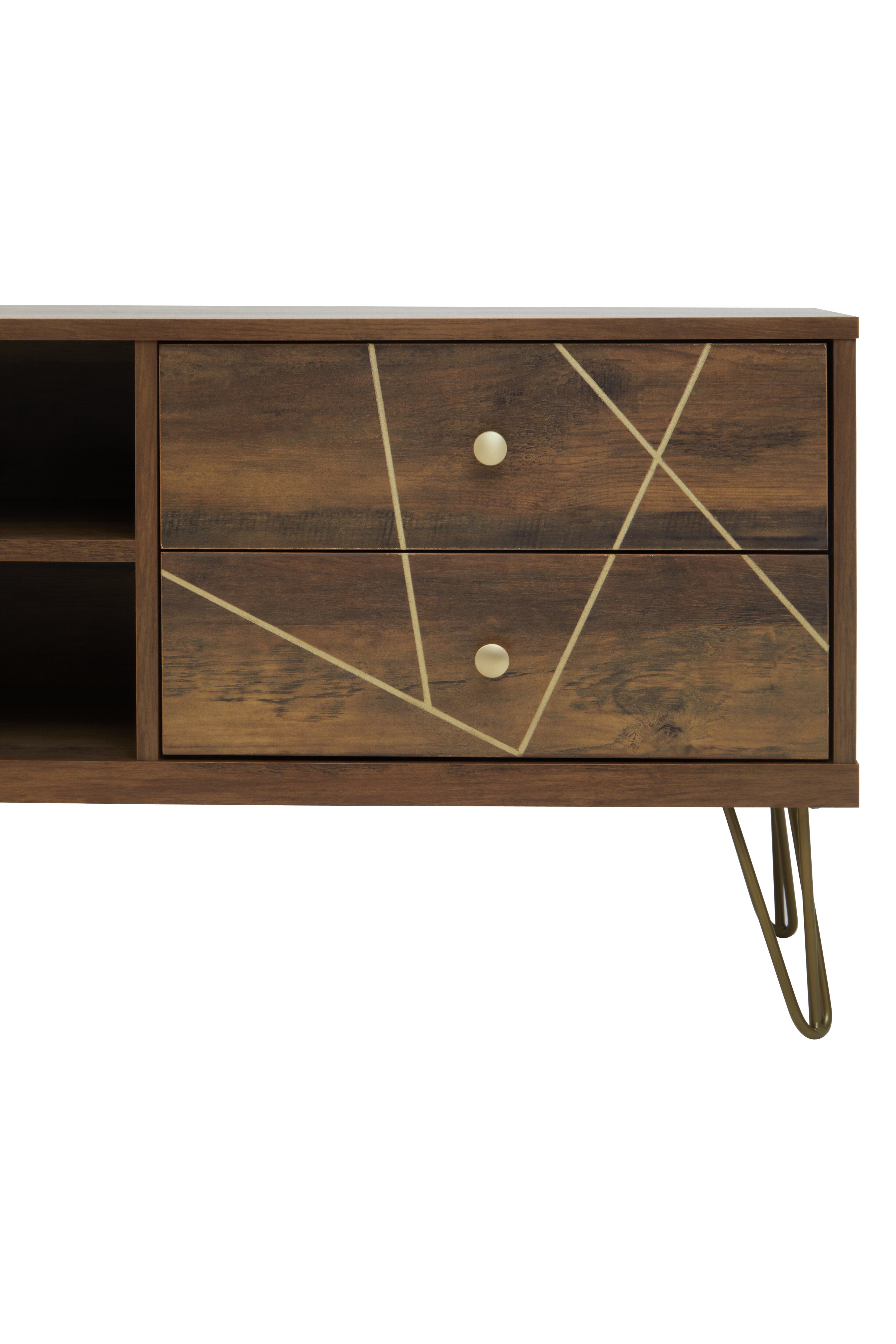 Ophelia Brown Wood & Gold TV Unit