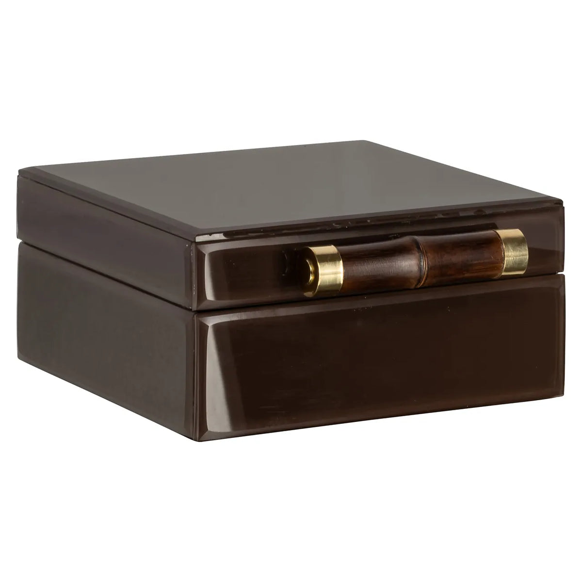 Richmond Interiors Echo Dark Brown Bamboo & Glass Storage Box Small