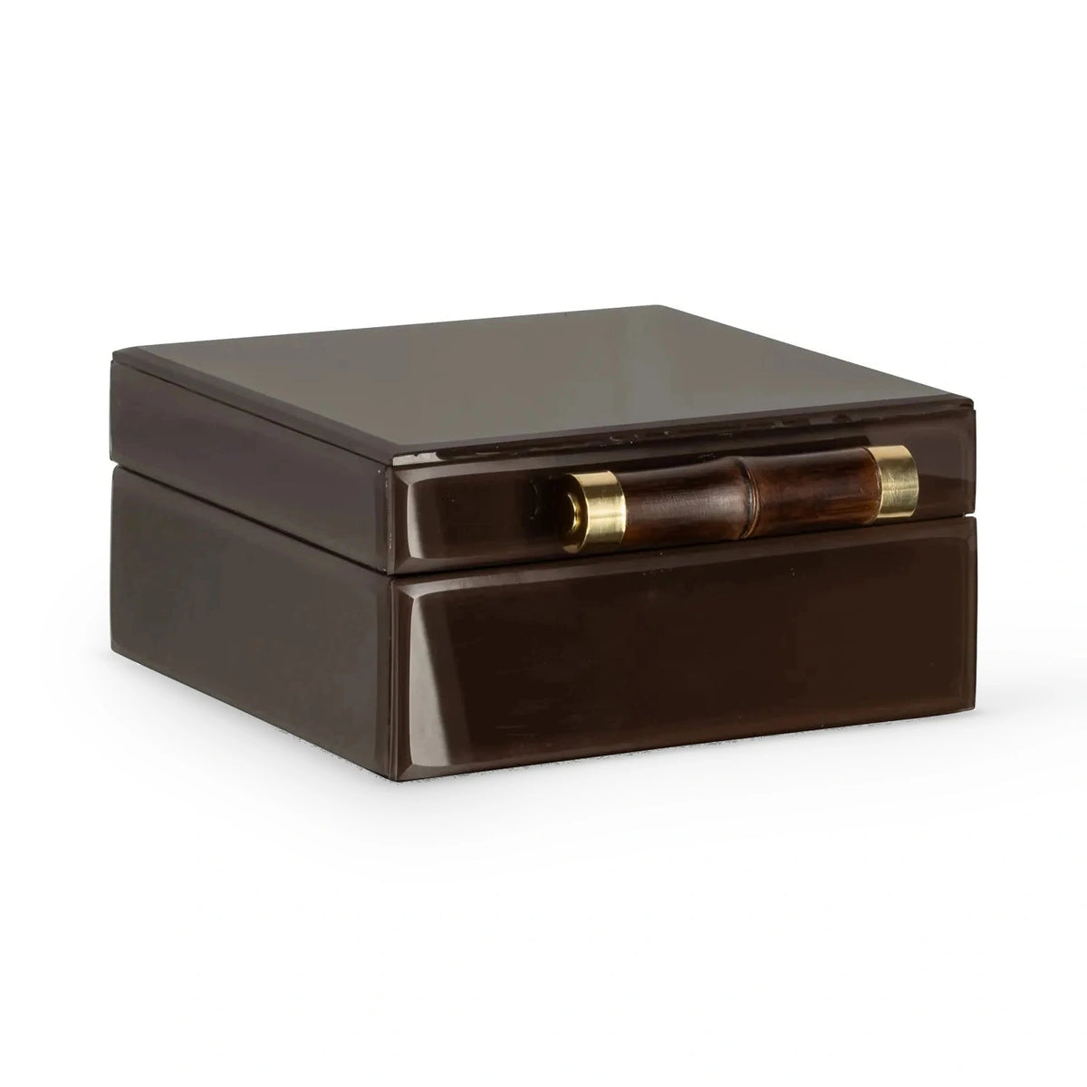 Richmond Interiors Echo Dark Brown Bamboo & Glass Storage Box Small