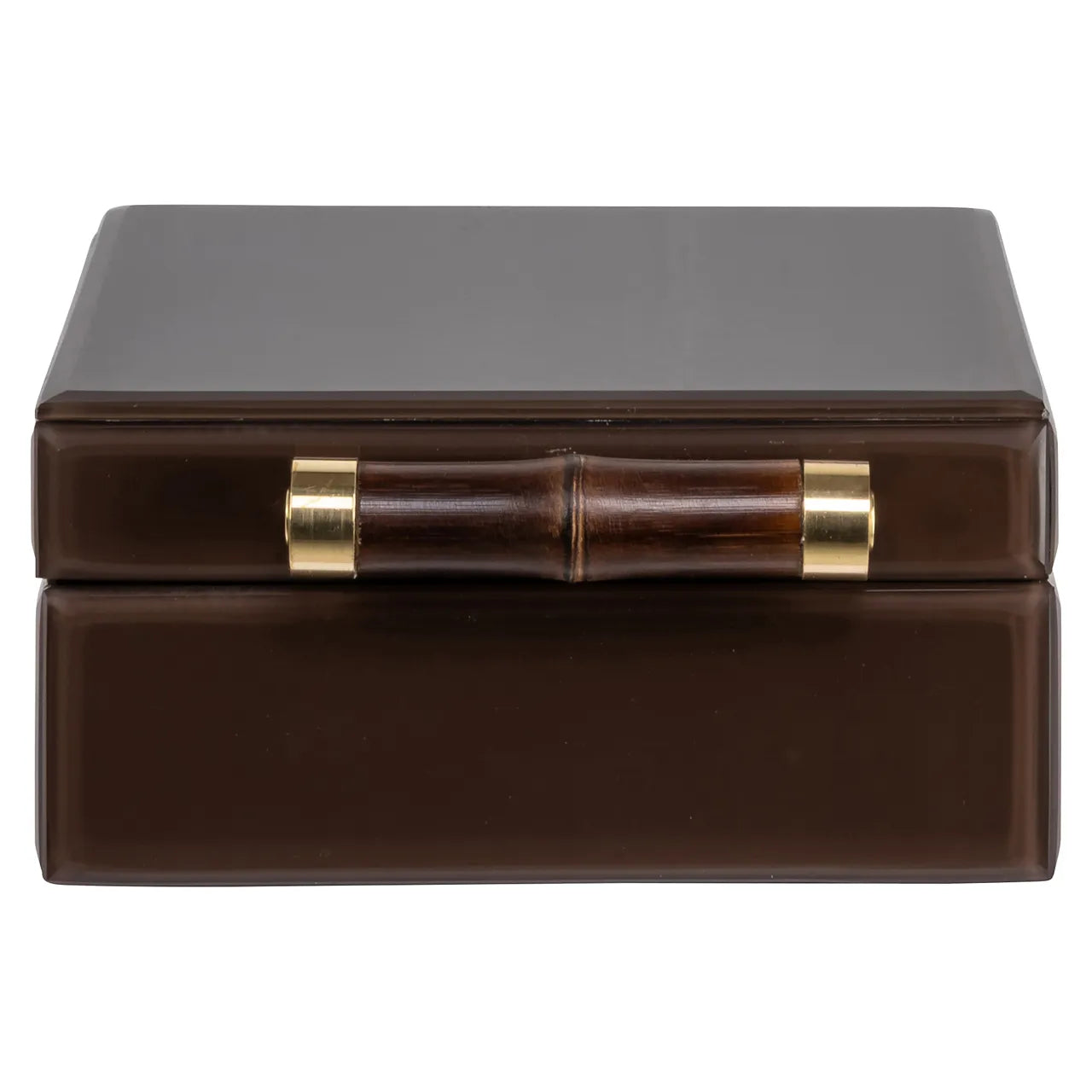 Richmond Interiors Echo Dark Brown Bamboo & Glass Storage Box Small
