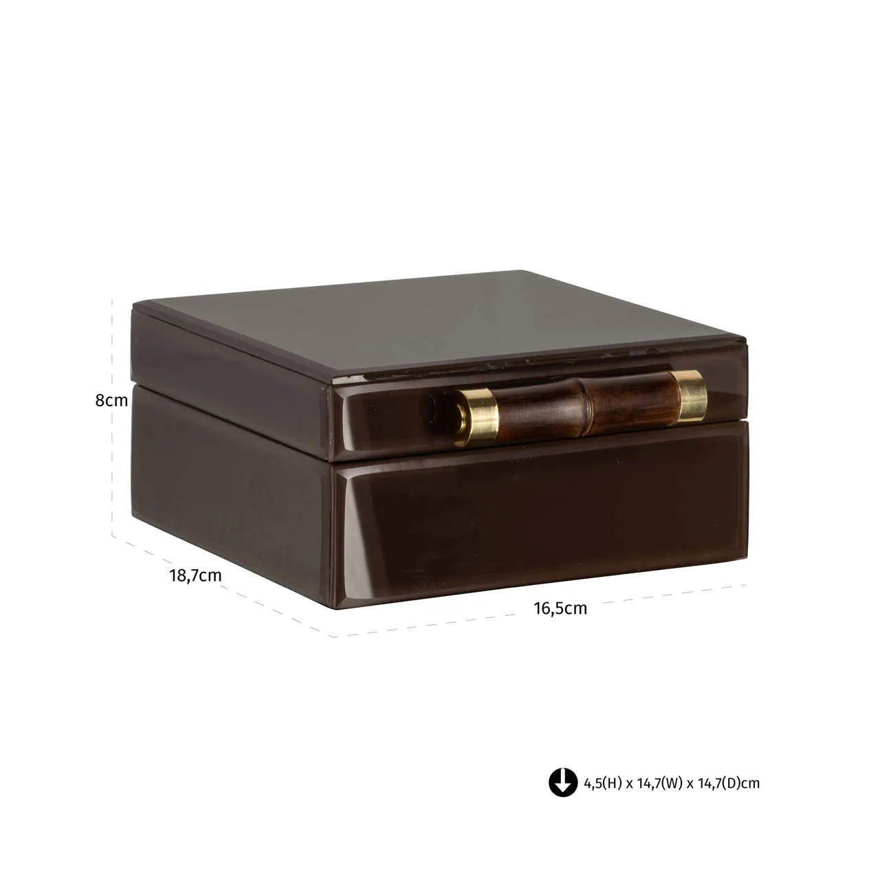 Richmond Interiors Echo Dark Brown Bamboo & Glass Storage Box Small