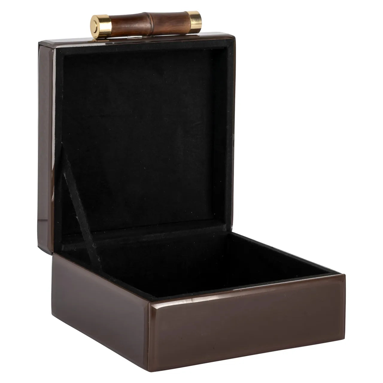 Richmond Interiors Echo Dark Brown Bamboo & Glass Storage Box Small