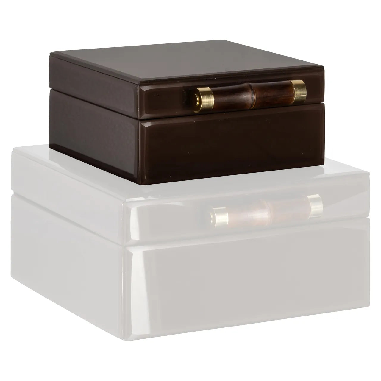 Richmond Interiors Echo Dark Brown Bamboo & Glass Storage Box Small