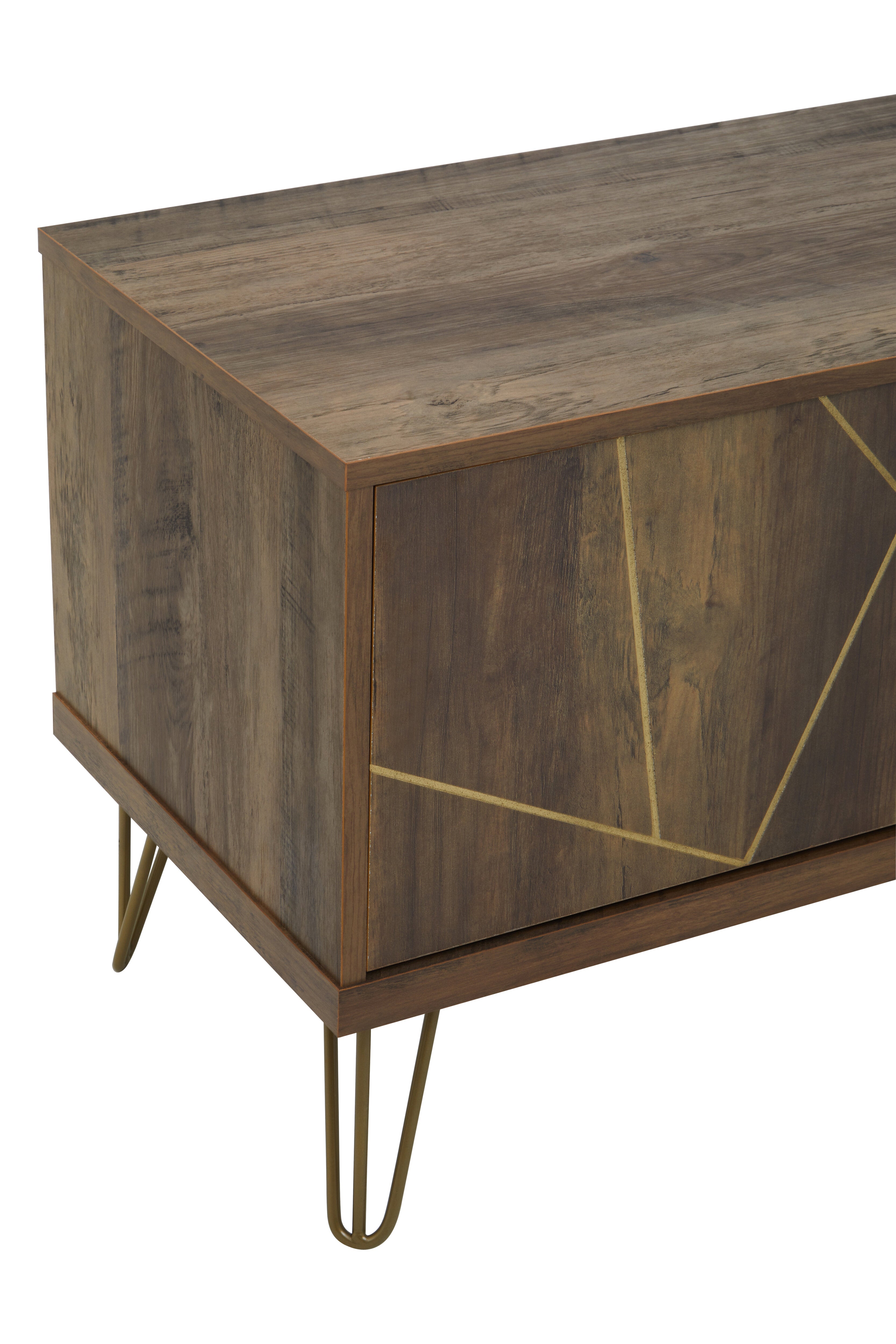Ophelia Brown Wood & Gold TV Unit