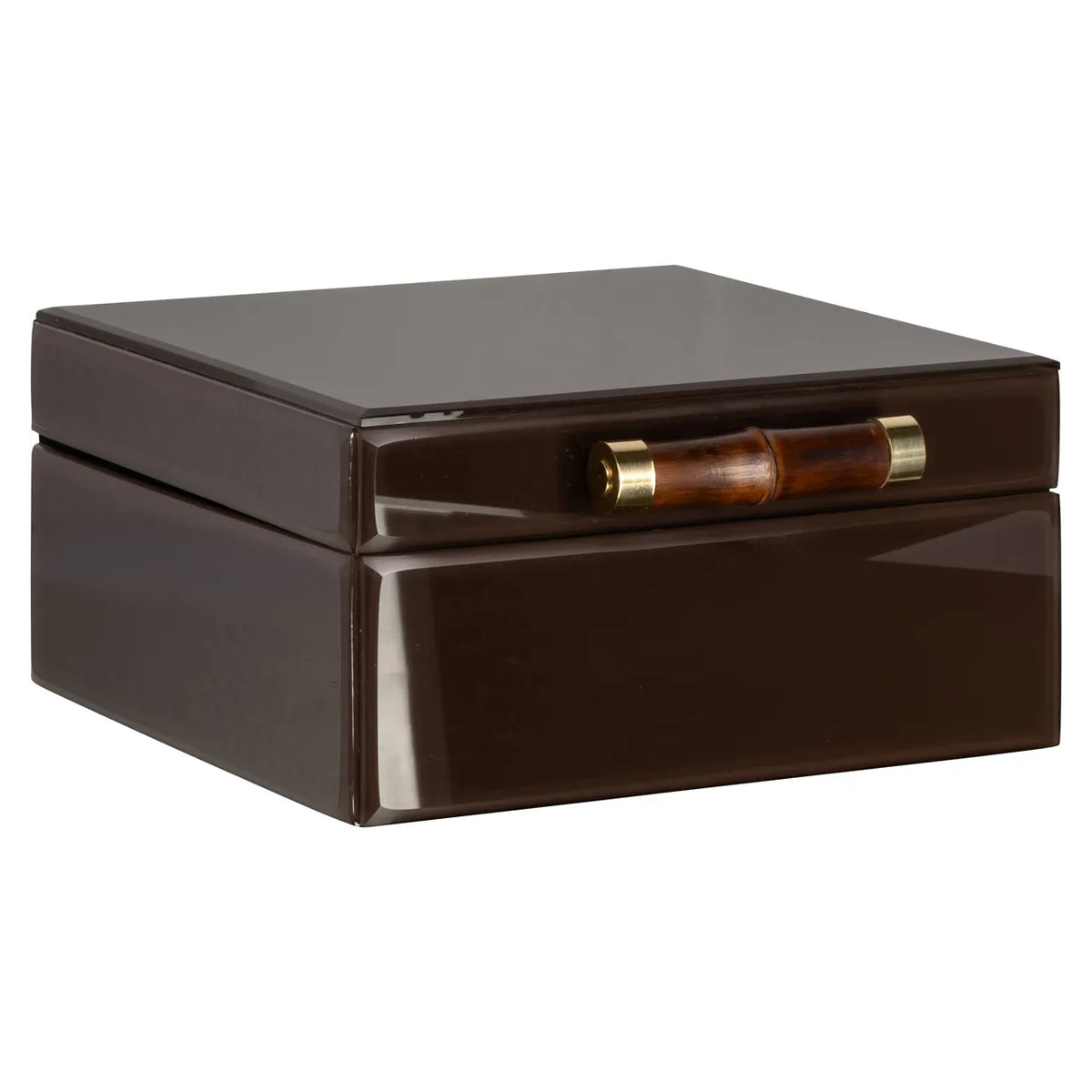 Richmond Interiors Echo Dark Brown Bamboo & Glass Storage Box Large