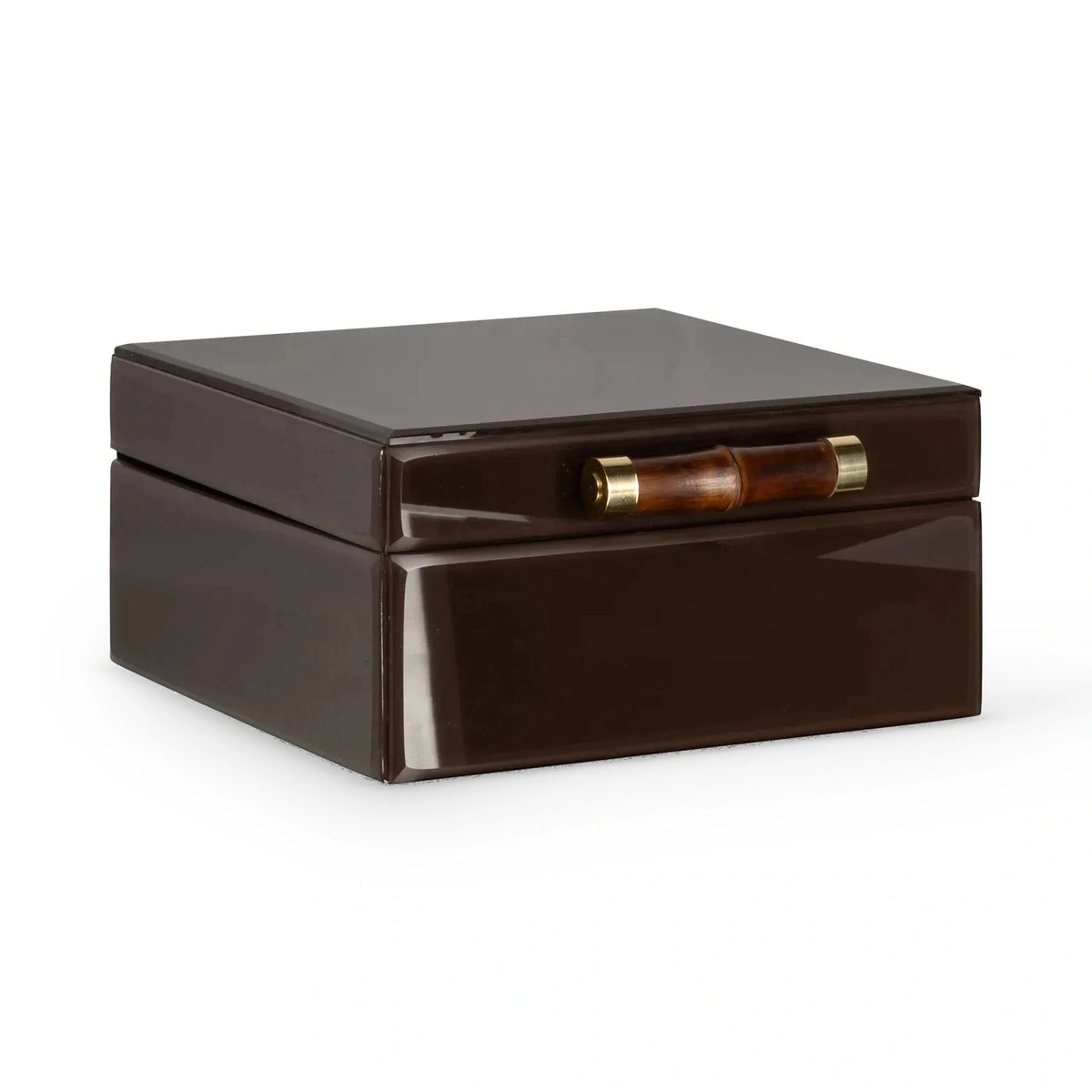 Richmond Interiors Echo Dark Brown Bamboo & Glass Storage Box Large