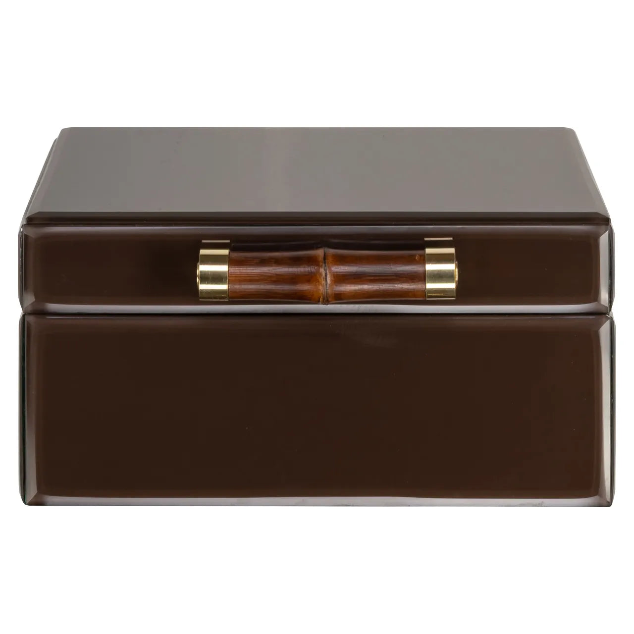 Richmond Interiors Echo Dark Brown Bamboo & Glass Storage Box Large