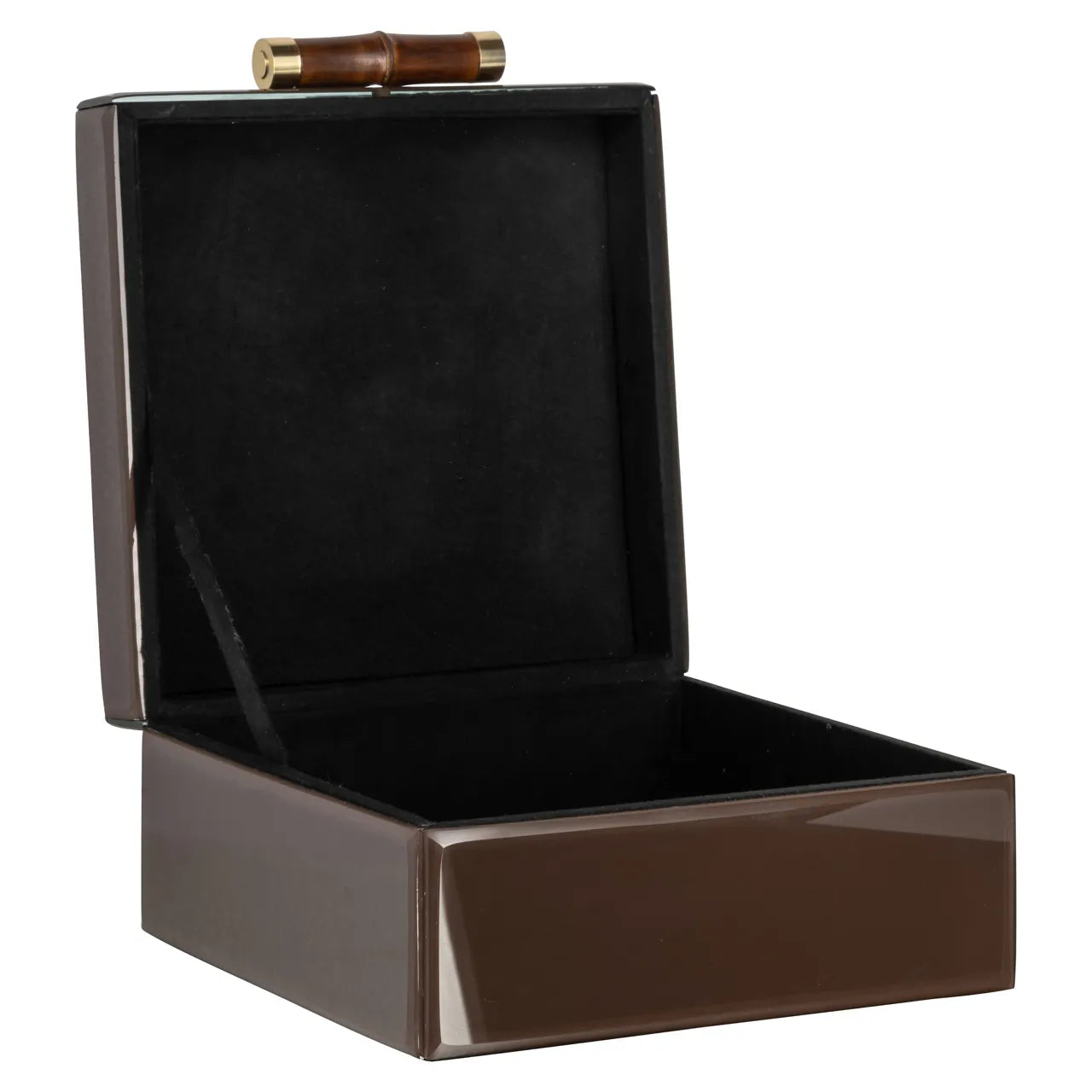 Richmond Interiors Echo Dark Brown Bamboo & Glass Storage Box Large