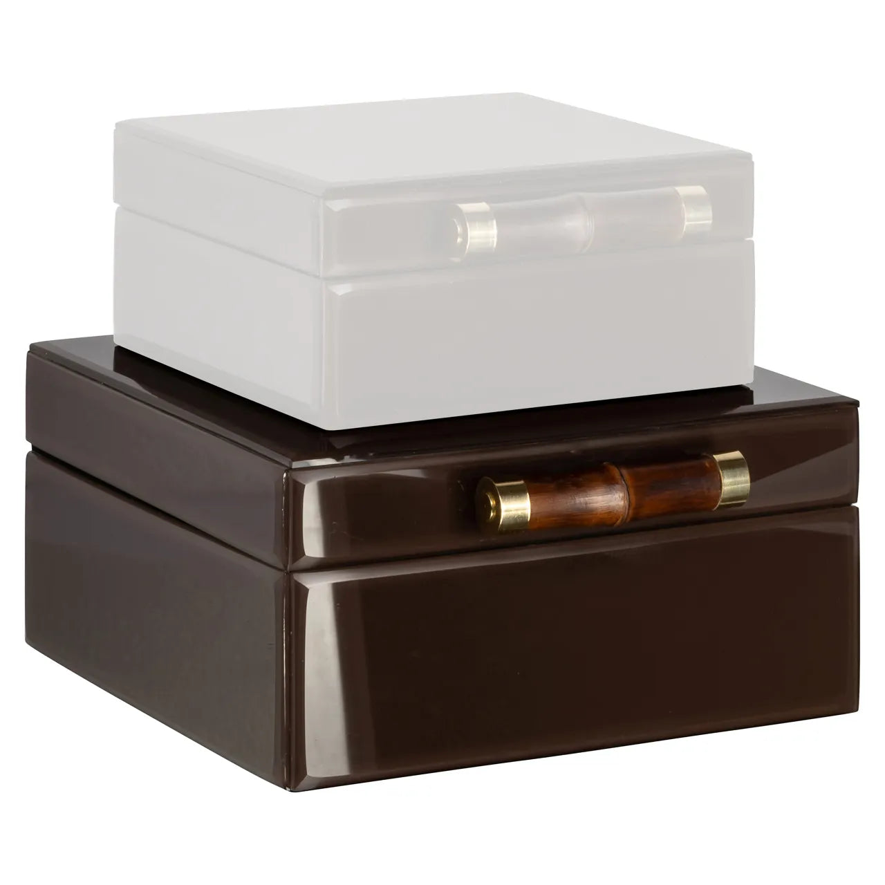 Richmond Interiors Echo Dark Brown Bamboo & Glass Storage Box Large