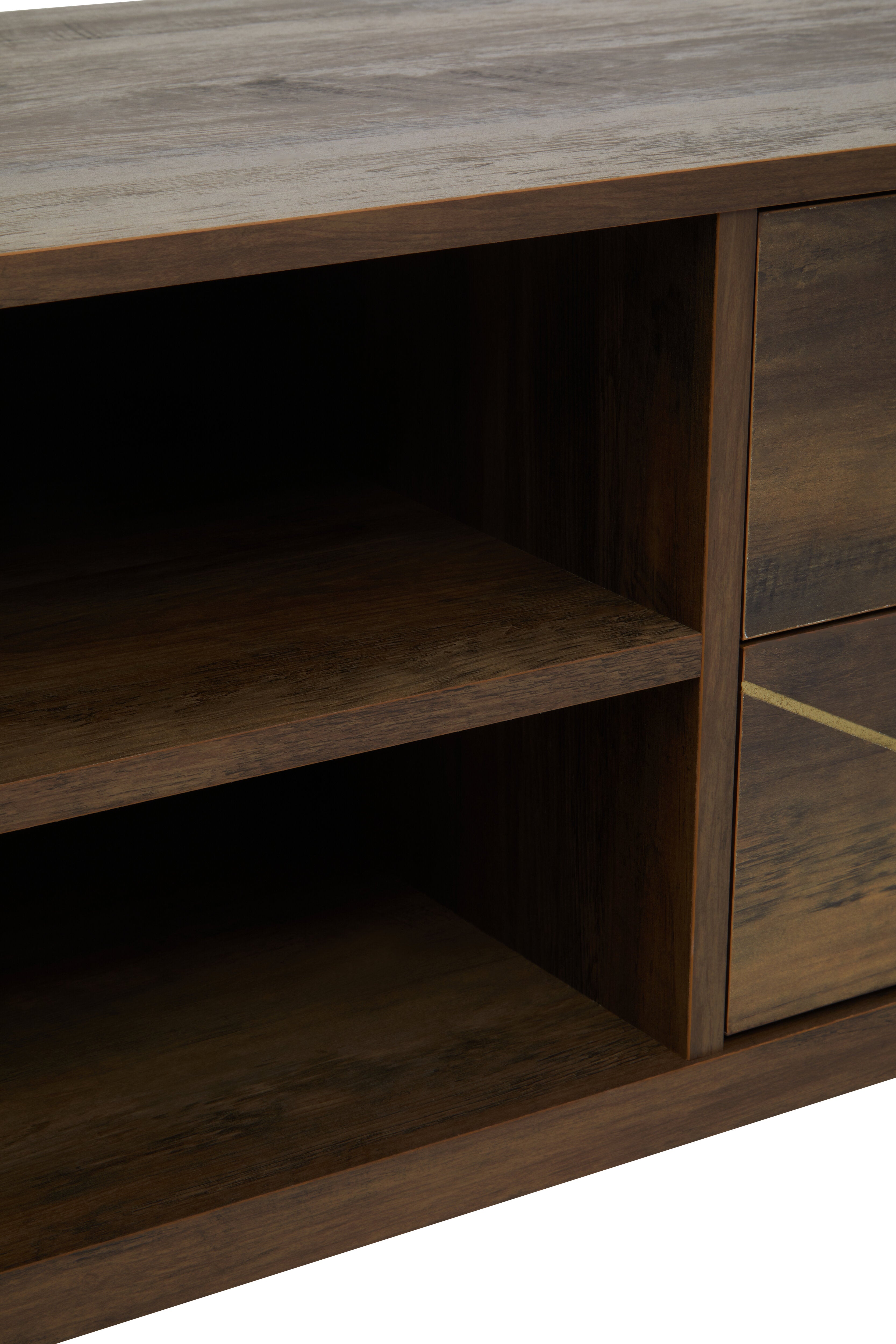 Ophelia Brown Wood & Gold TV Unit