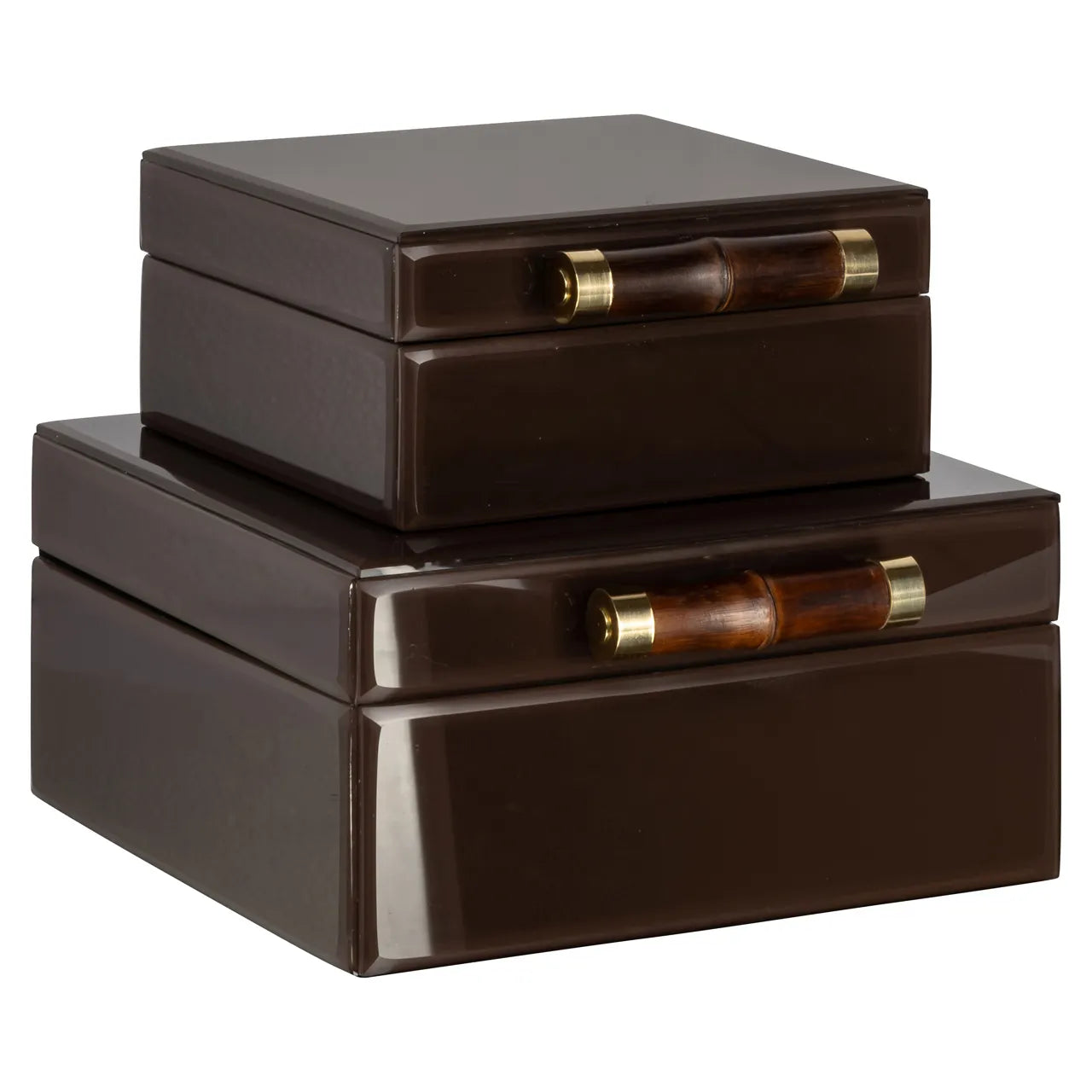 Richmond Interiors Echo Dark Brown Bamboo & Glass Storage Box Large