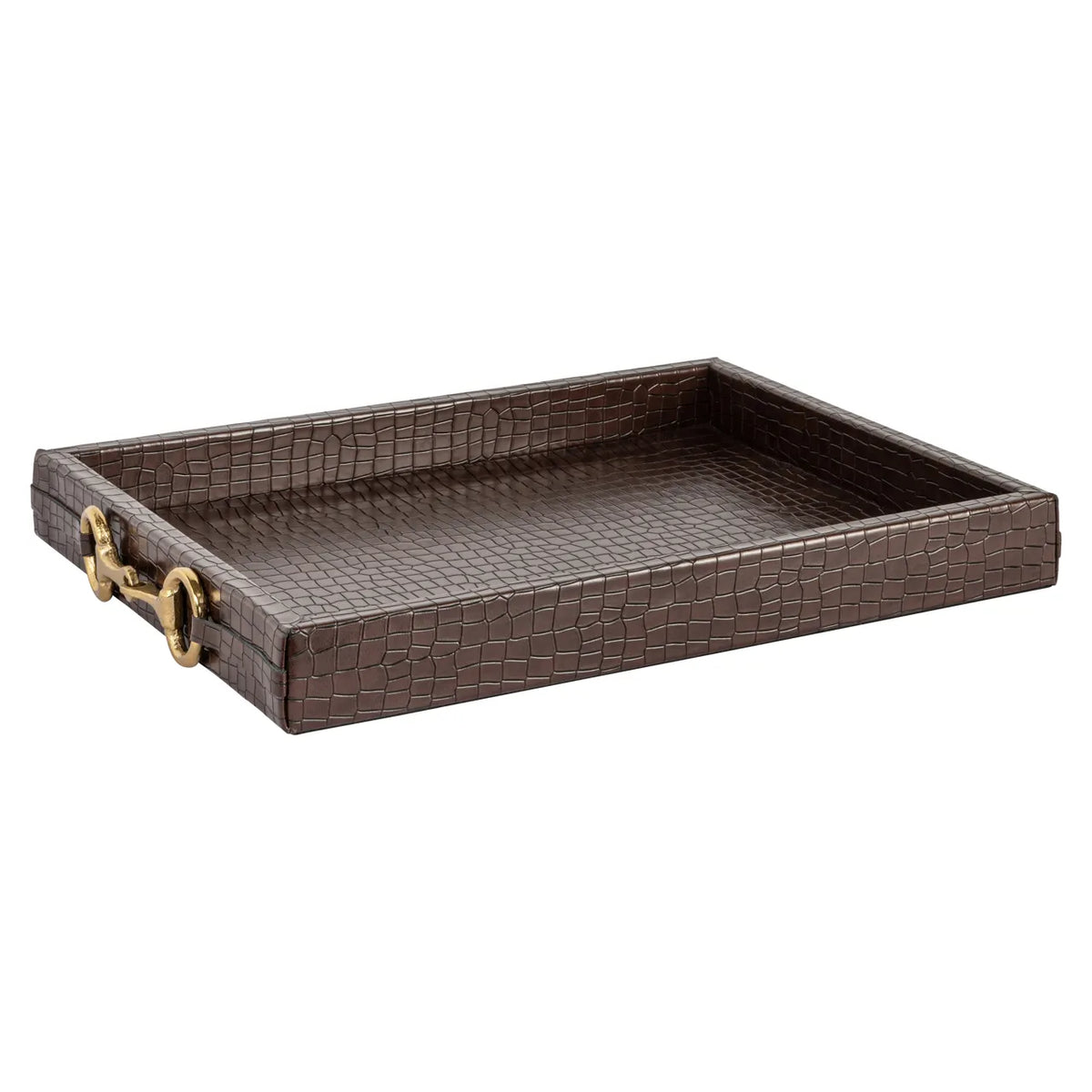Richmond Interiors Banks Dark Brown Faux Leather Tray