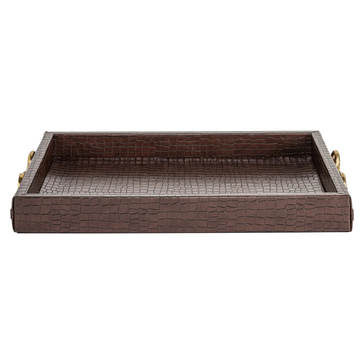 Richmond Interiors Banks Dark Brown Faux Leather Tray