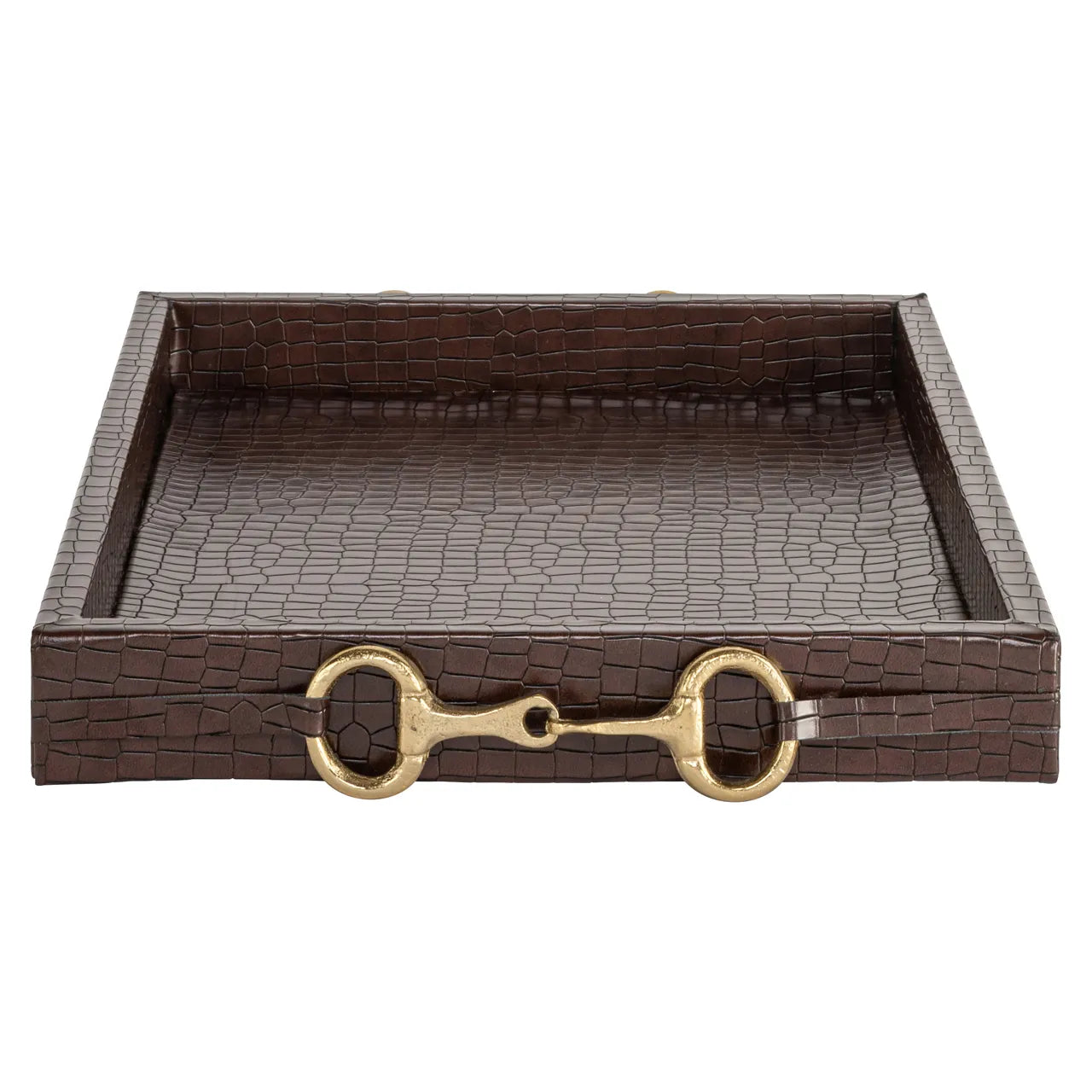 Richmond Interiors Banks Dark Brown Faux Leather Tray