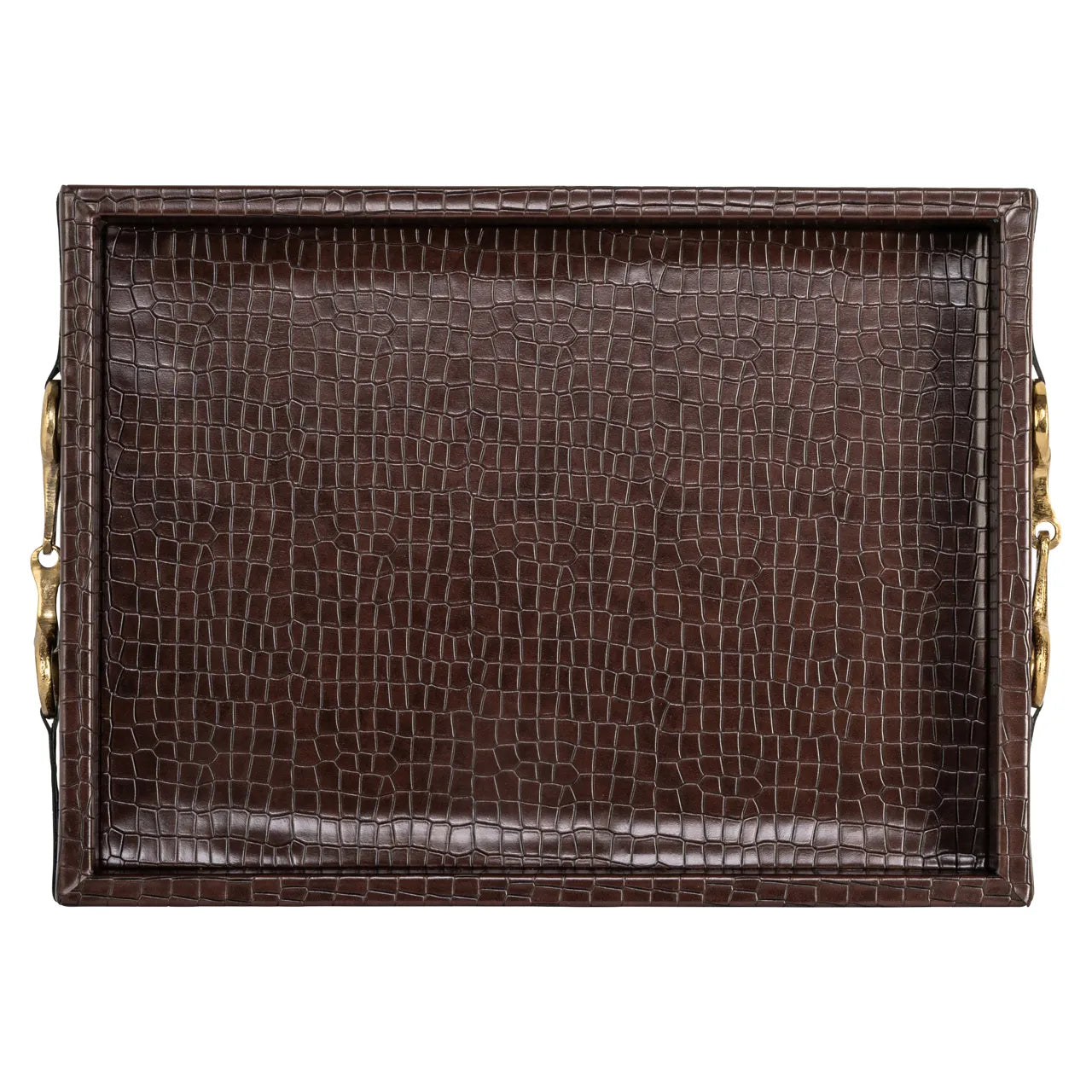 Richmond Interiors Banks Dark Brown Faux Leather Tray