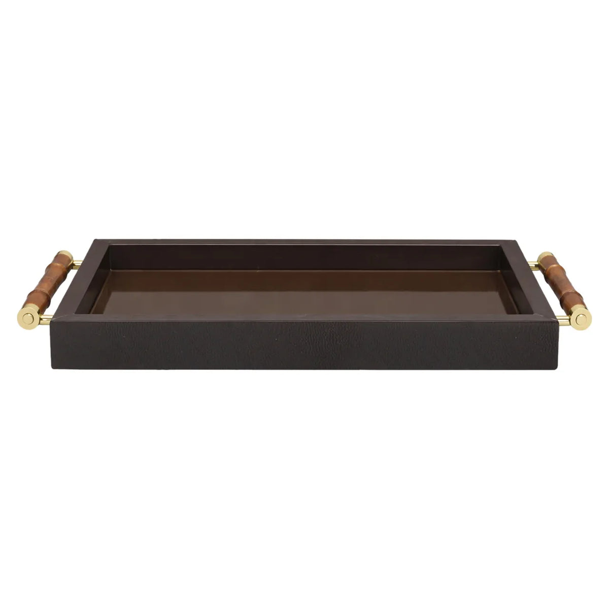 Richmond Interiors Charley Dark Brown Glass & Brass Tray