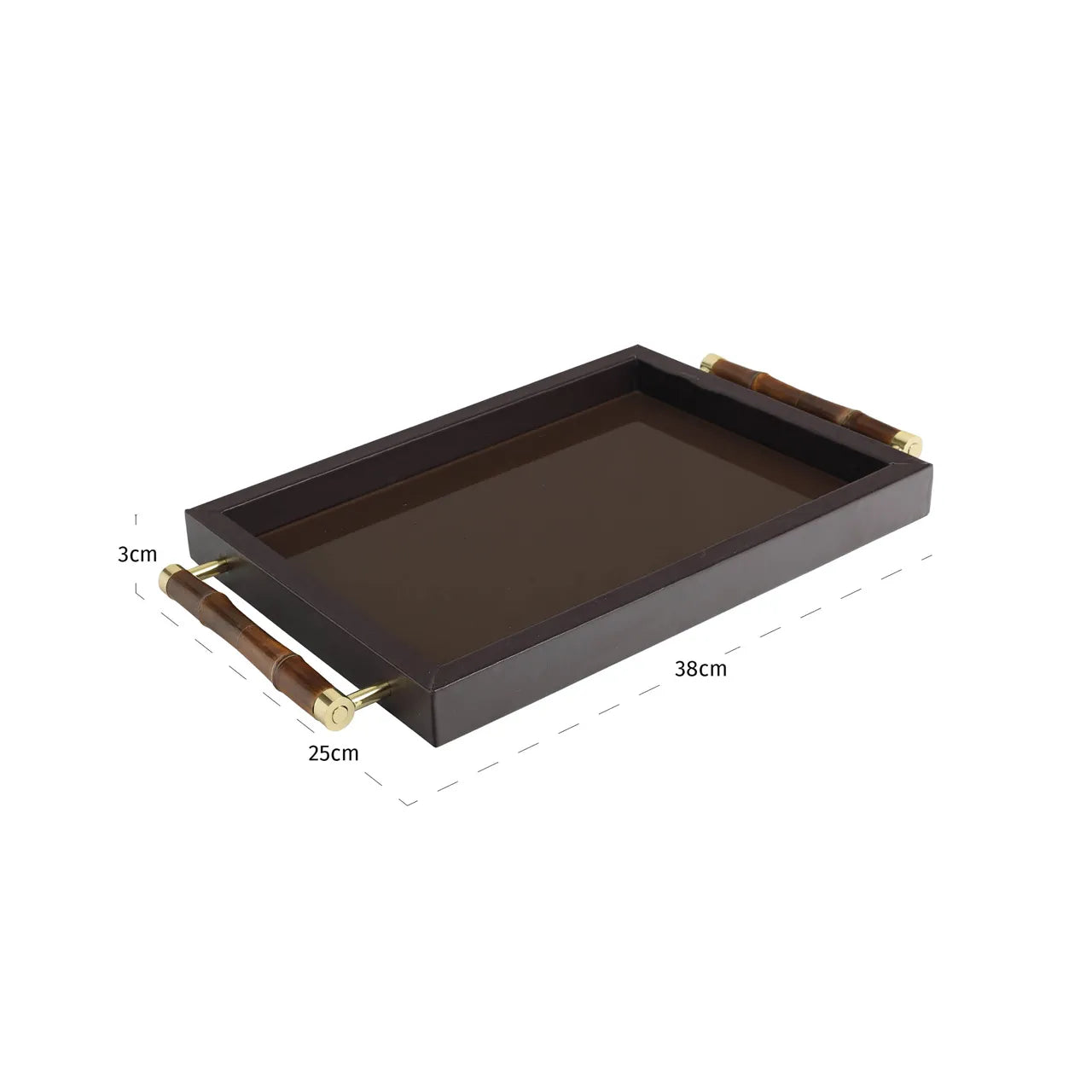 Richmond Interiors Charley Dark Brown Glass & Brass Tray