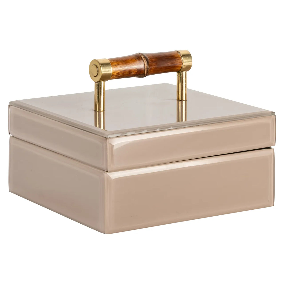 Richmond Interiors Jett Beige Glass & Brass Storage Box