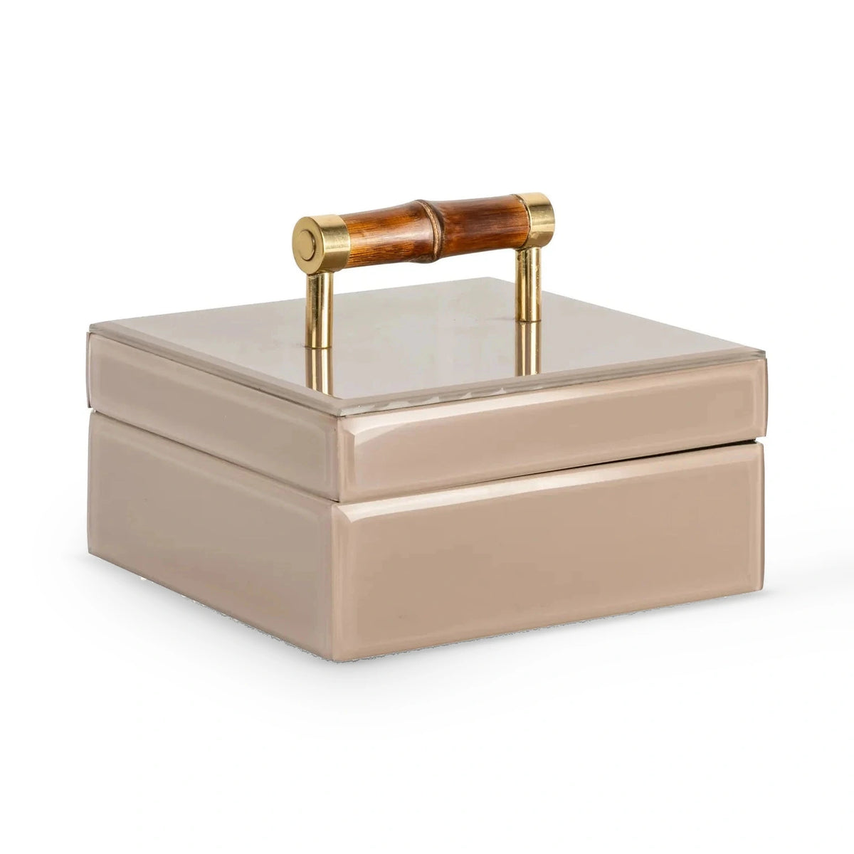 Richmond Interiors Jett Beige Glass & Brass Storage Box