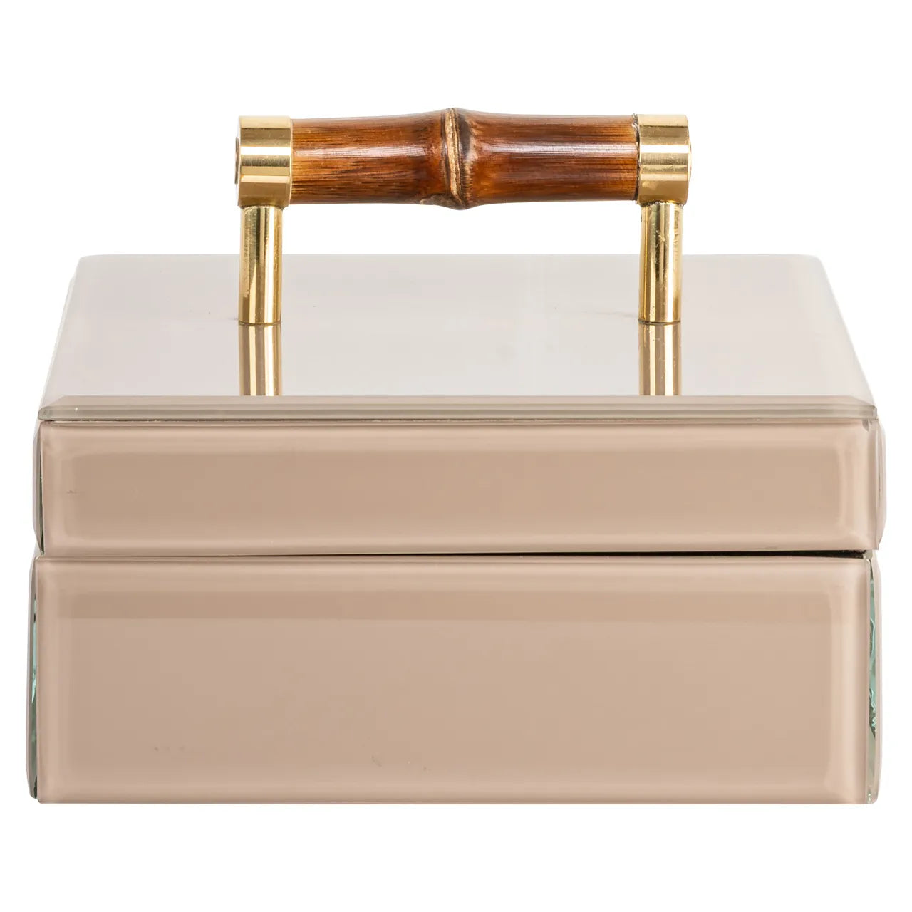 Richmond Interiors Jett Beige Glass & Brass Storage Box