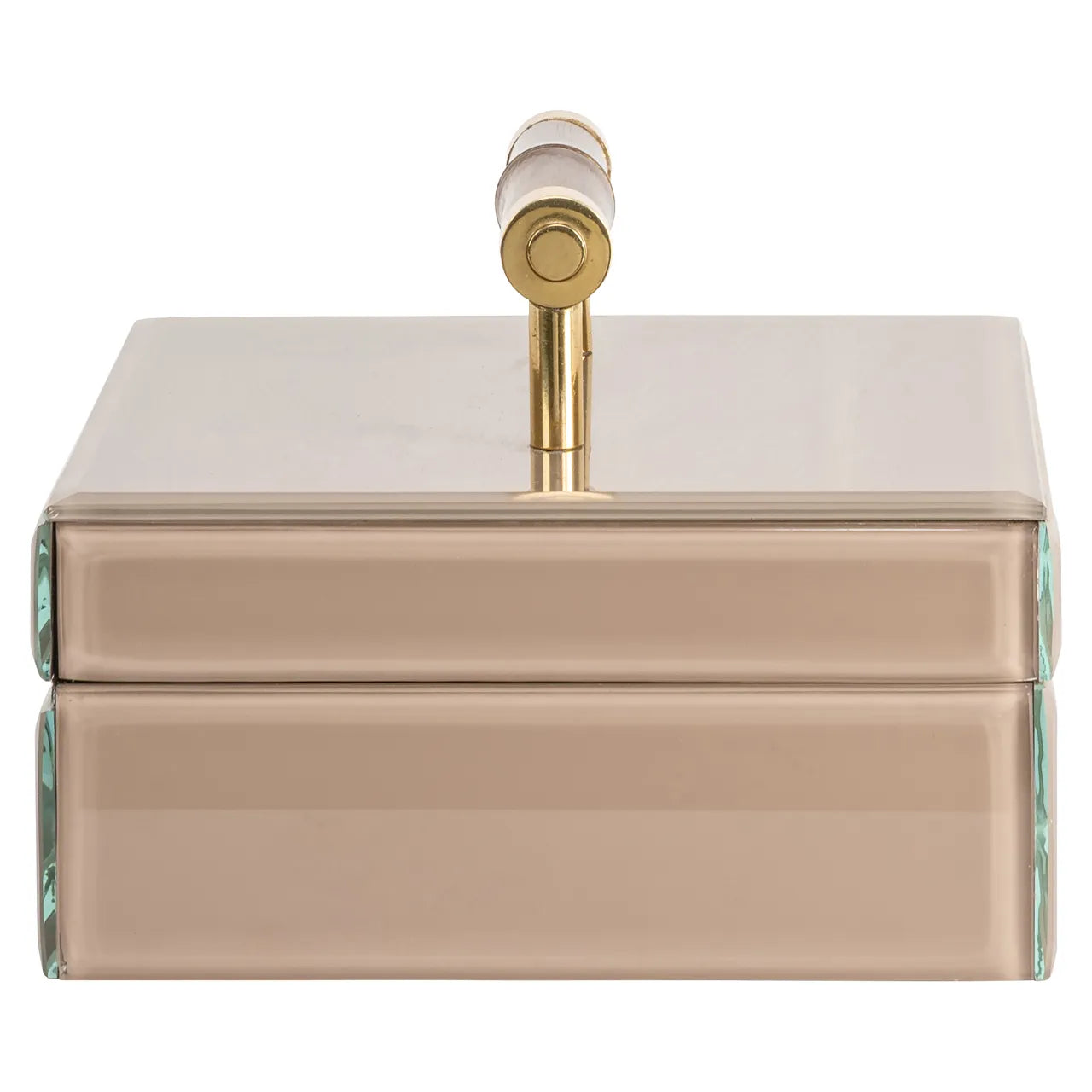 Richmond Interiors Jett Beige Glass & Brass Storage Box