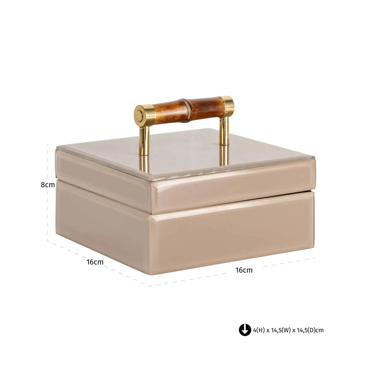 Richmond Interiors Jett Beige Glass & Brass Storage Box