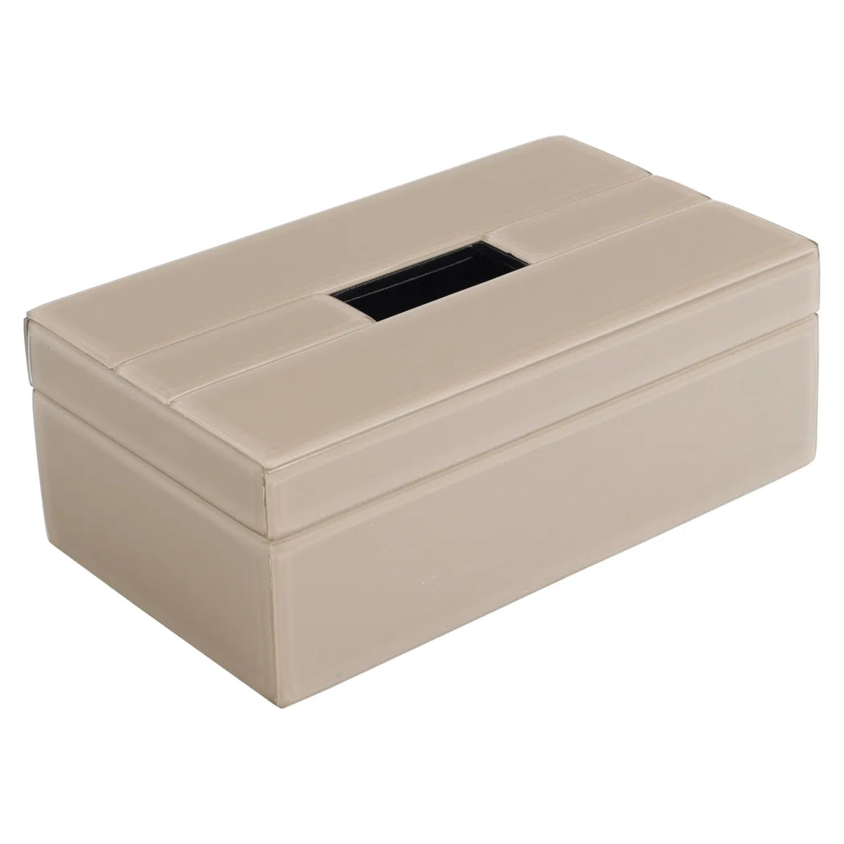 Richmond Interiors Viper Taupe Glass & Faux Leather Tissue Box