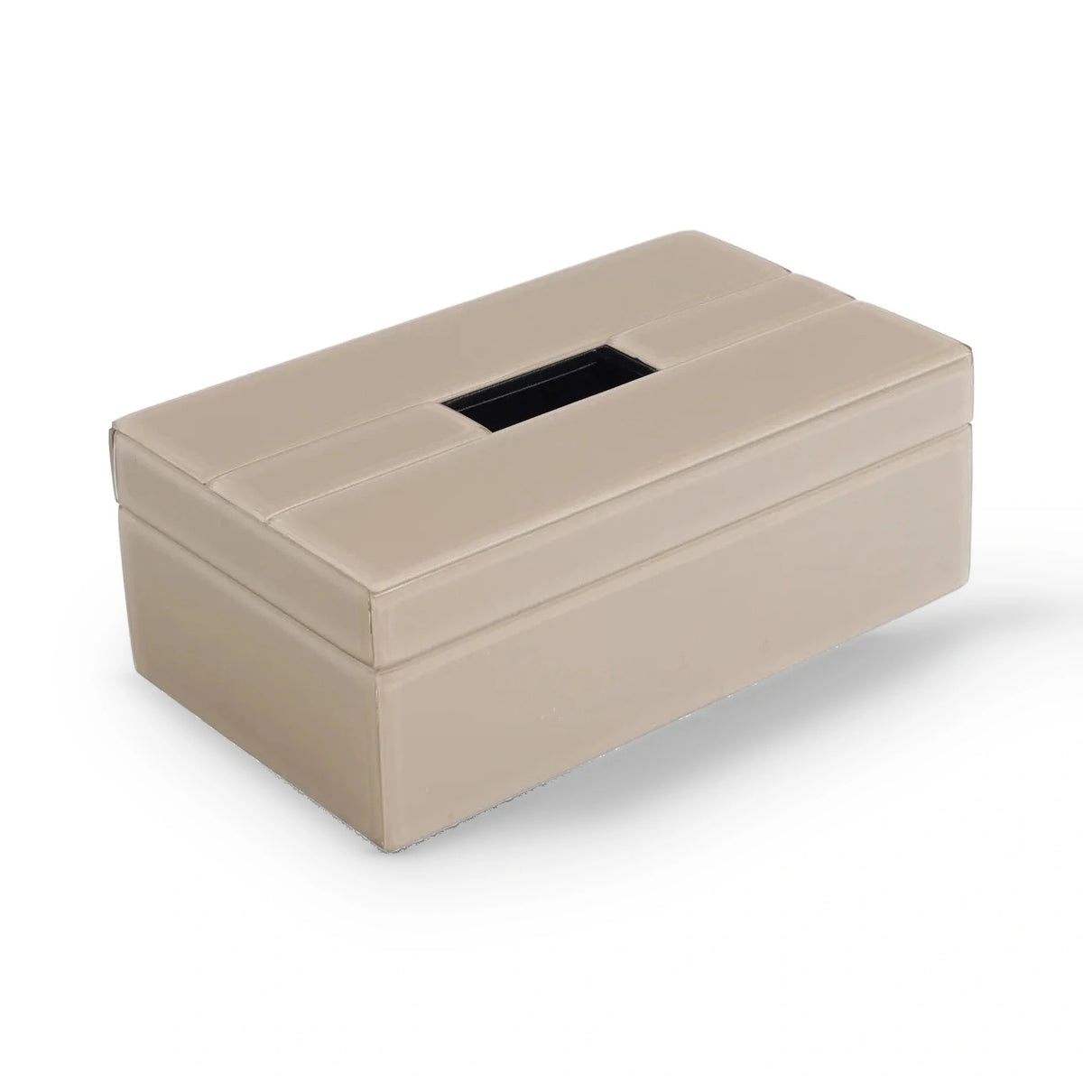 Richmond Interiors Viper Taupe Glass & Faux Leather Tissue Box