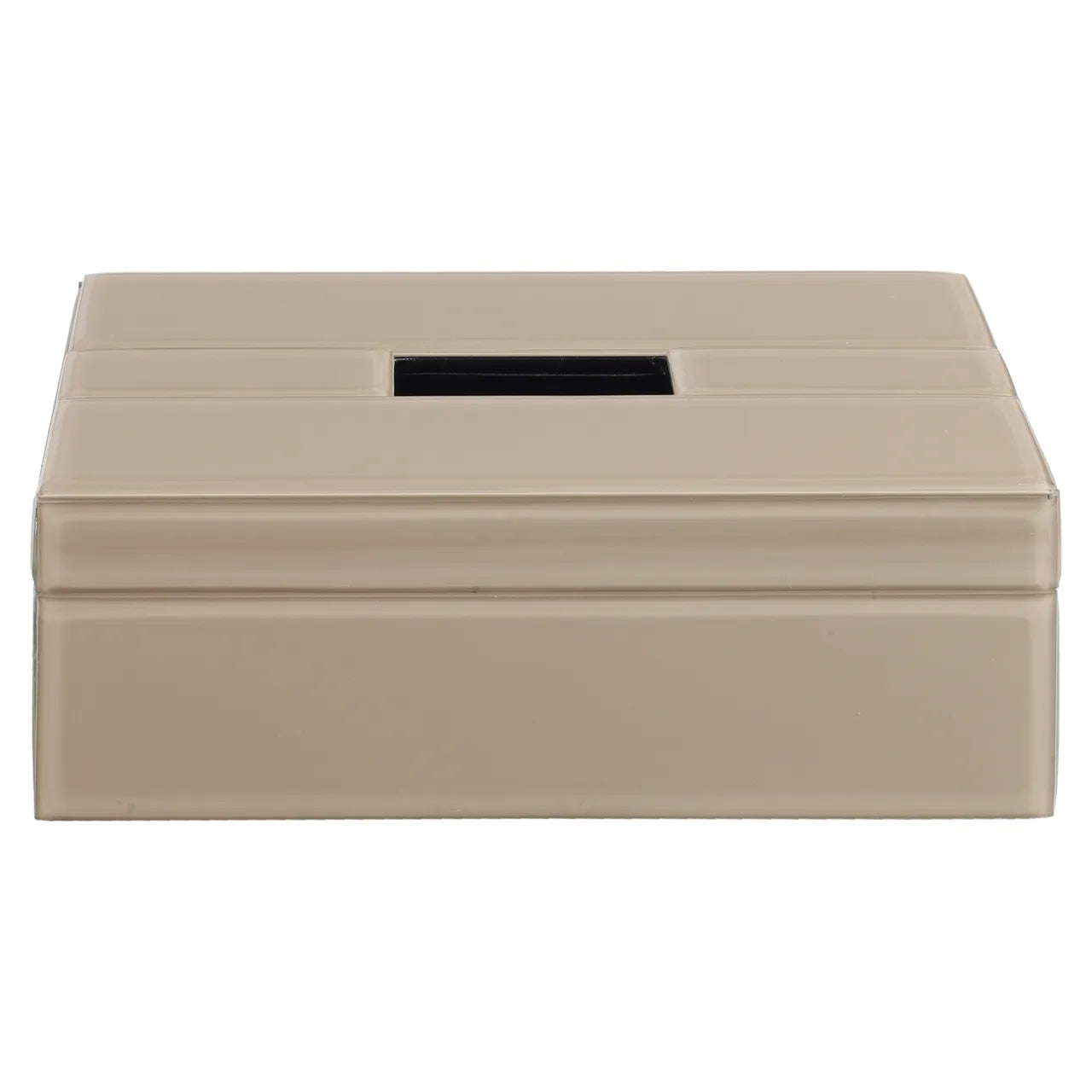 Richmond Interiors Viper Taupe Glass & Faux Leather Tissue Box