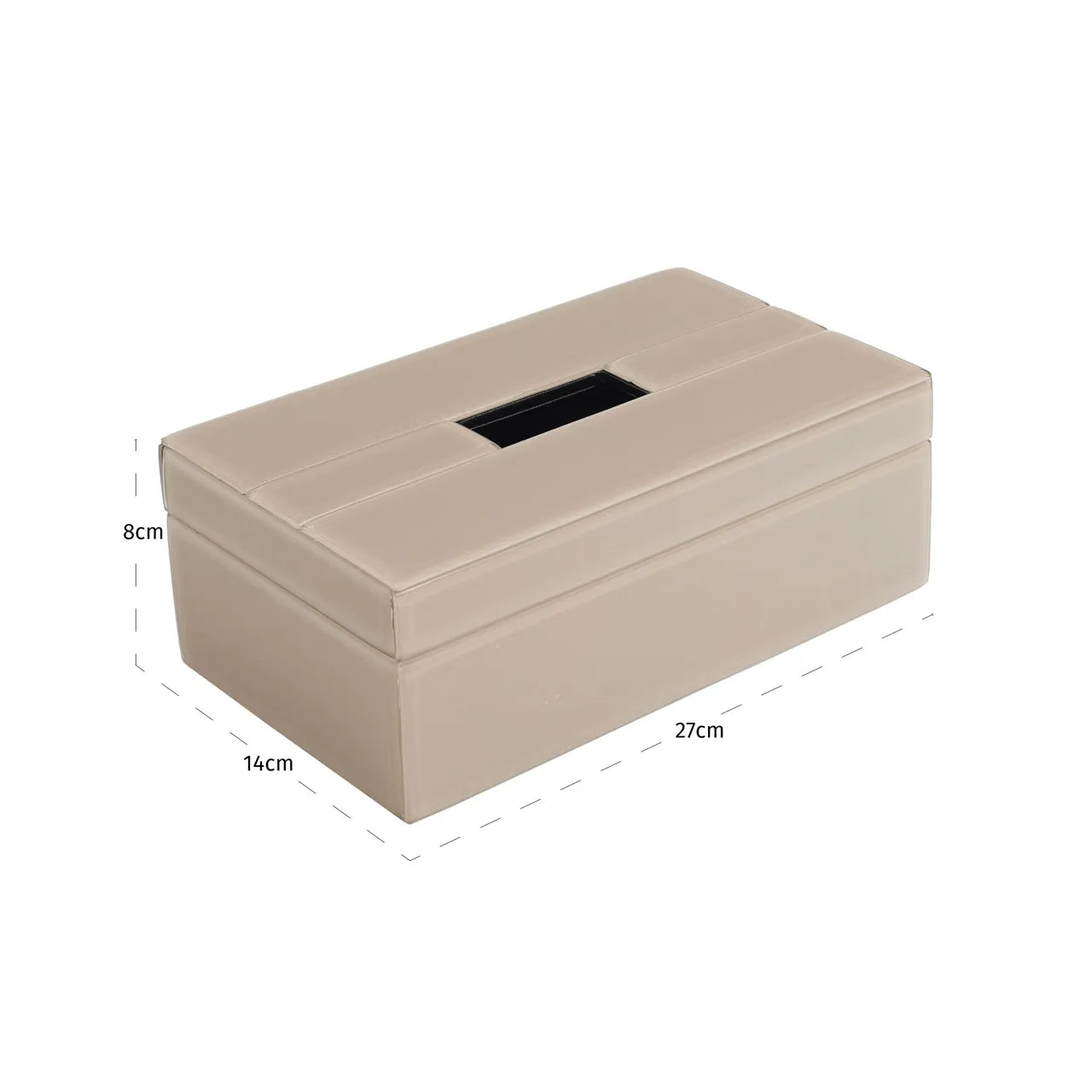 Richmond Interiors Viper Taupe Glass & Faux Leather Tissue Box