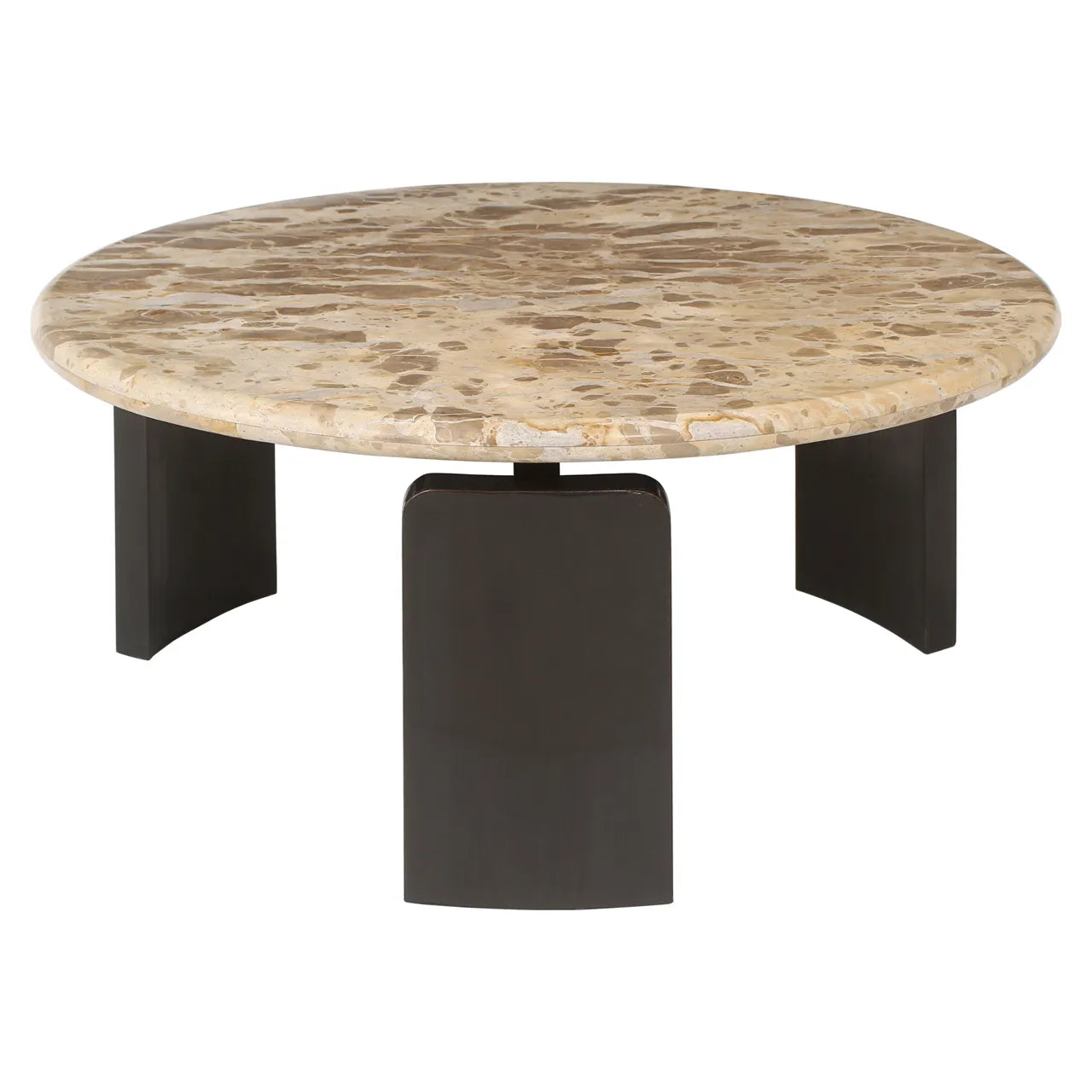 Richmond Interiors Set of 2 Bayonne Bronze Tendua Marble & Brass Coffee Tables